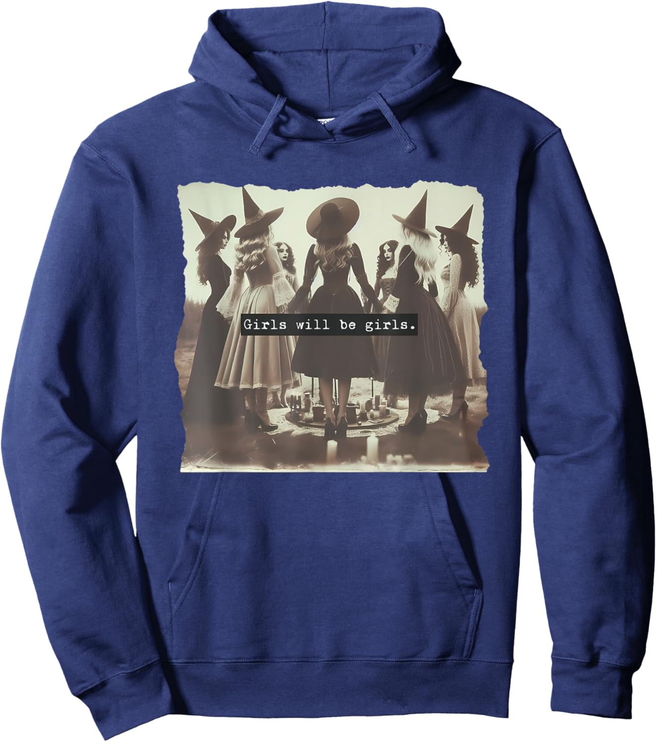 Girl Will Be Girl Funny Witch Witchy Vibes Halloween Hoodie - Hoodie | Navy