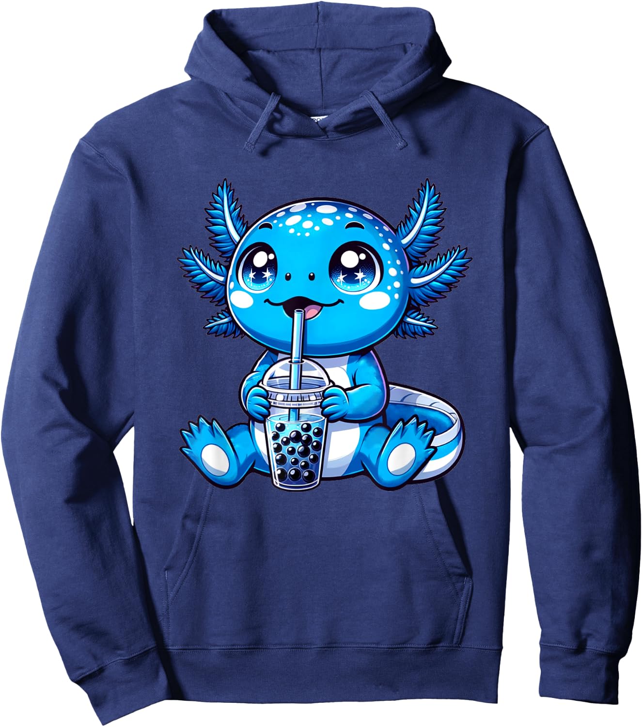 Kawaii Axolotl Boba Tea Anime Bubble Tea Axolotl Hoodie - Hoodie | Navy