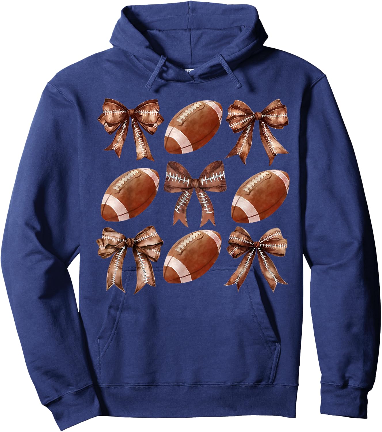 Coquette Football Bow Game Day Football Mom Football Season Hoodie - Hoodie | Navy