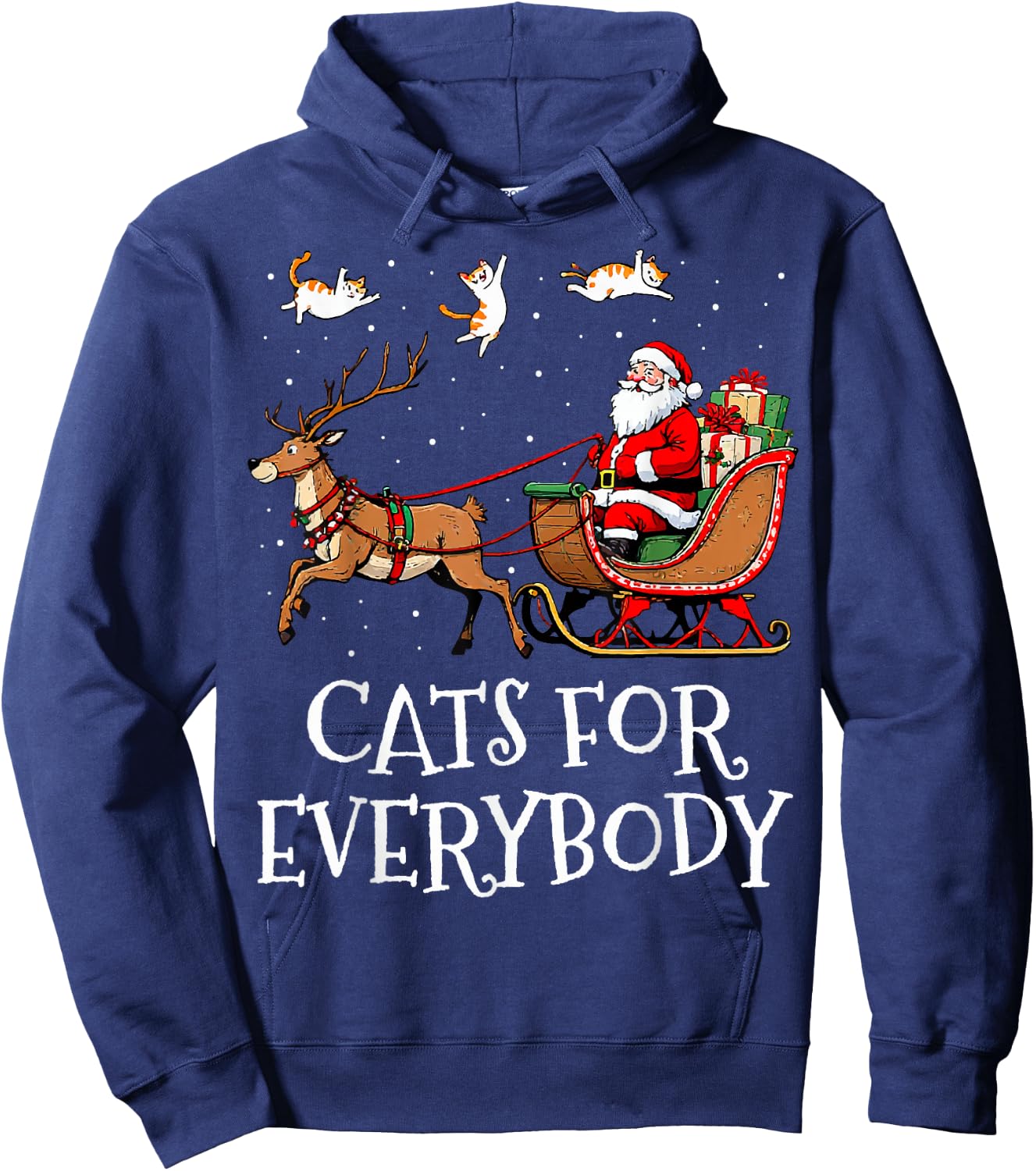 Cats For Everybody Christmas Cat Funny Xmas Women Santa Hoodie - Hoodie | Navy
