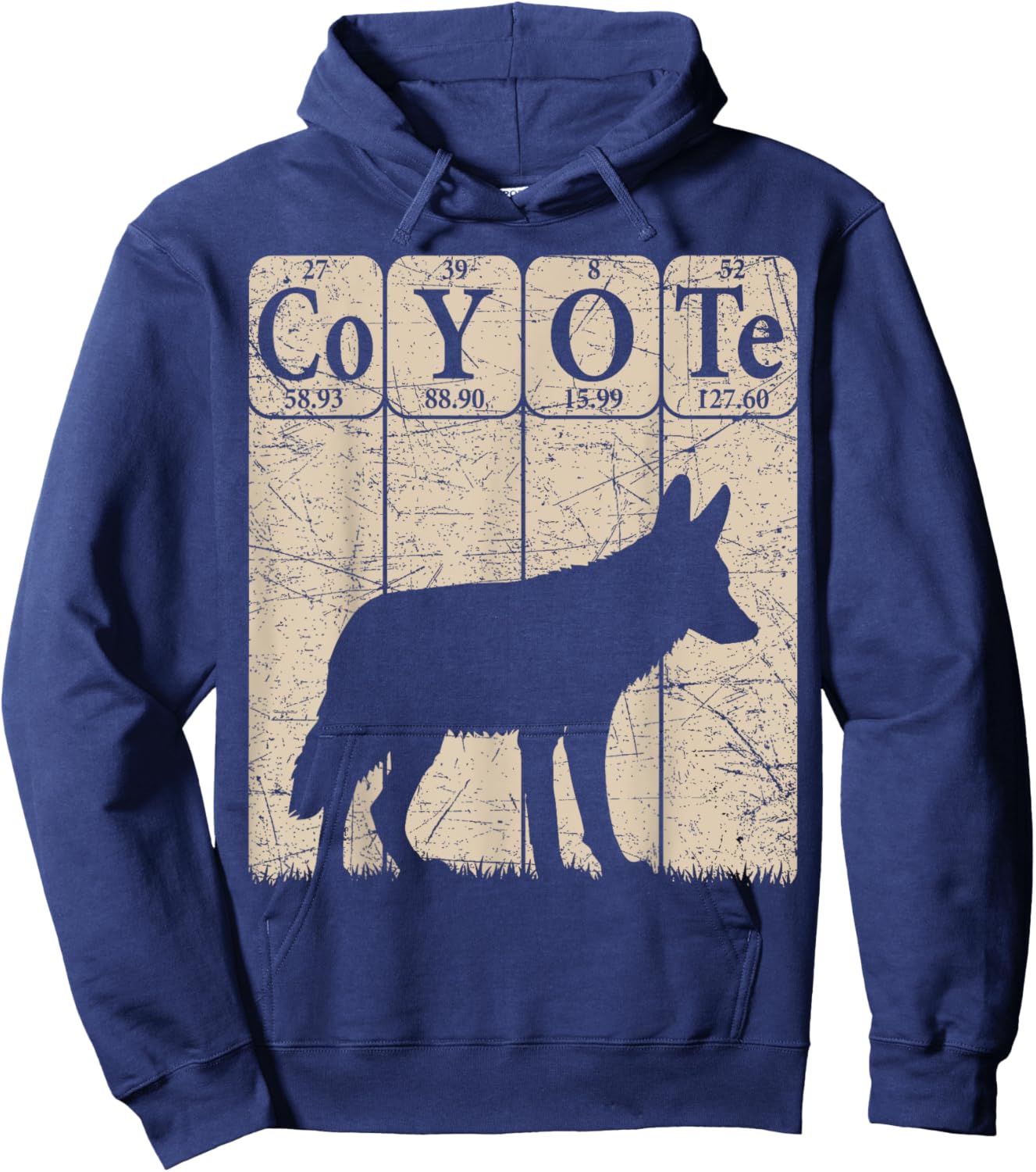 Coyote Periodic Table Elements Wild Animal Coyote Vintage Hoodie - Hoodie | Navy