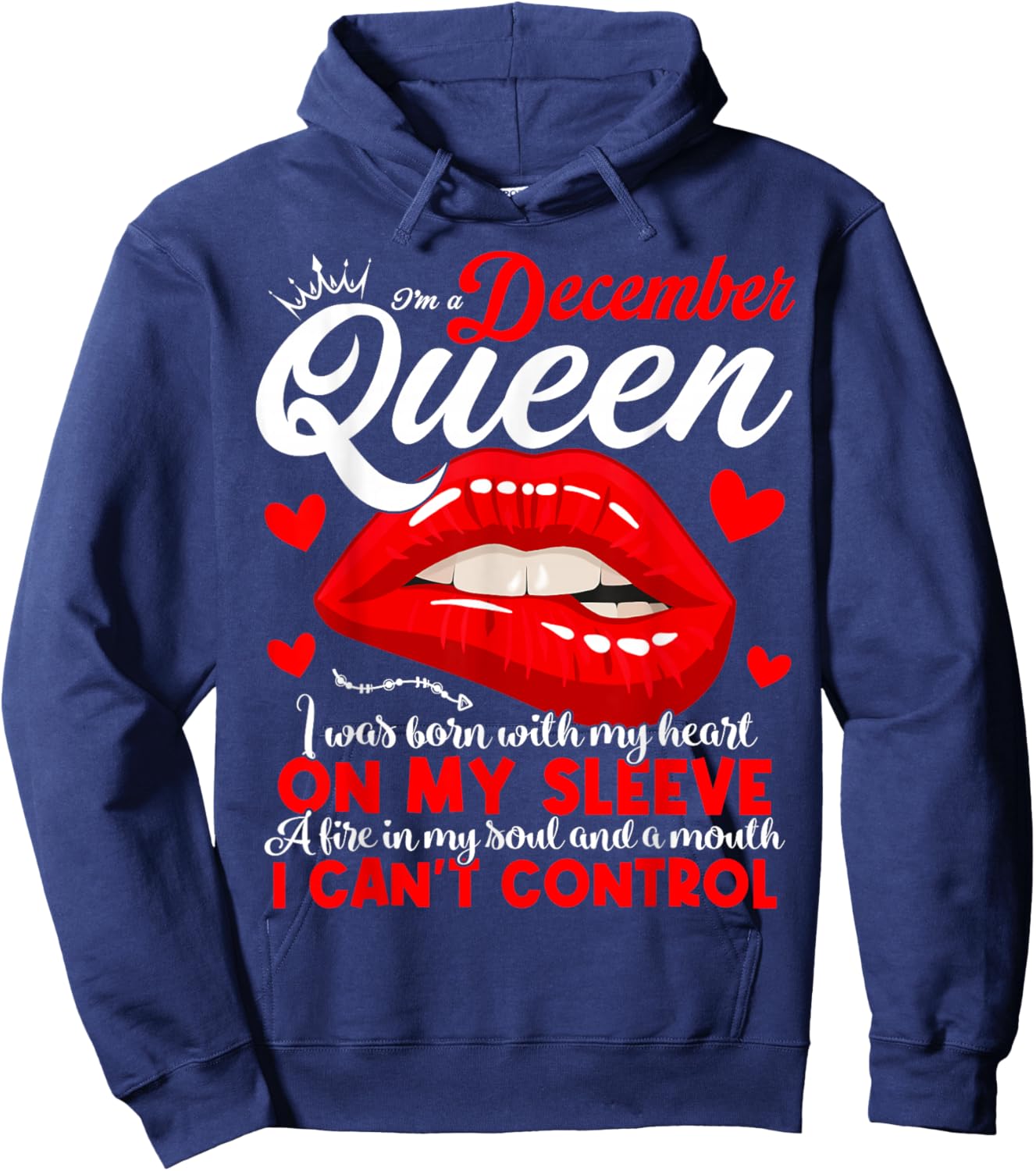 A Queen Was Born in December Women Girls December Birthday Hoodie - Hoodie | Navy