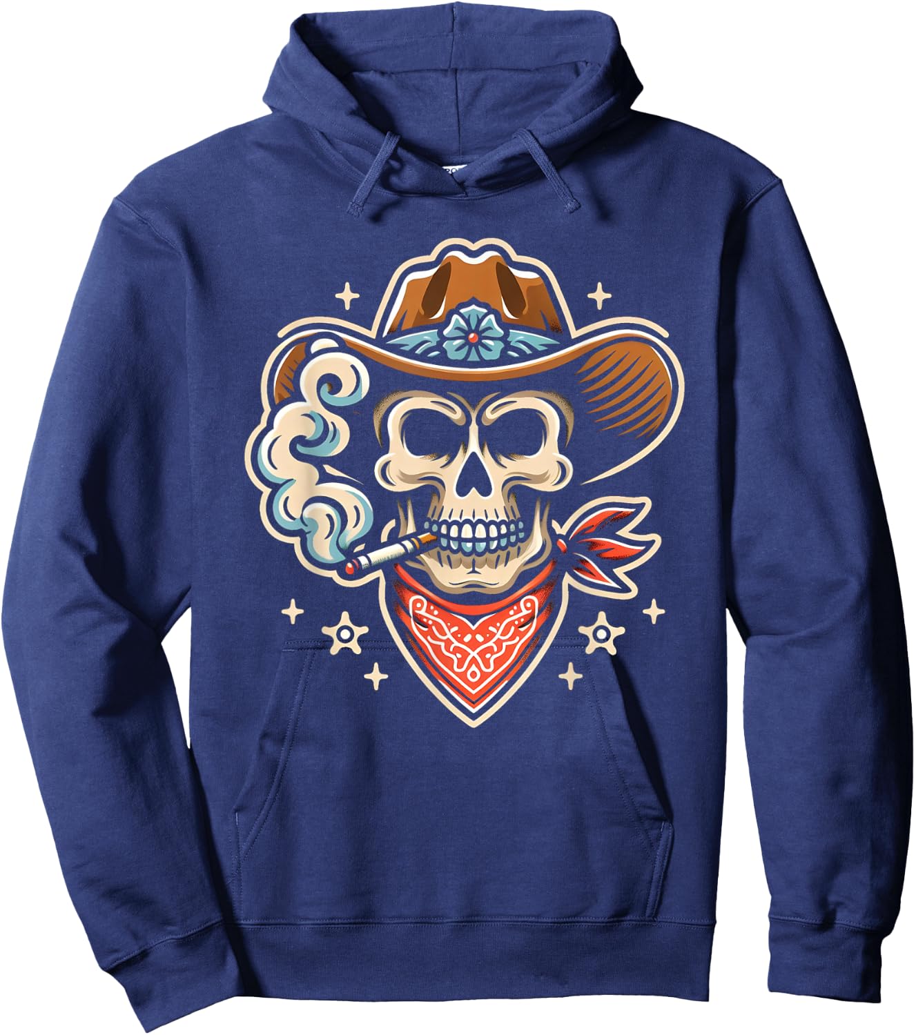 Cowboy Skull Traditional Tattoo Artist Inked Western Hoodie - Hoodie | Navy