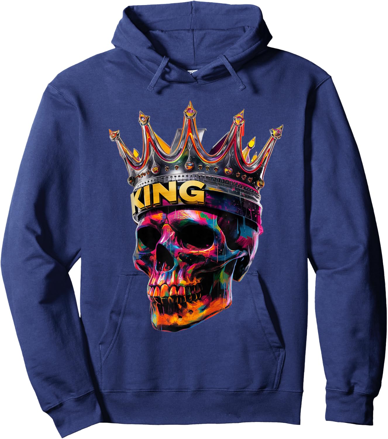 King Skull Head Crown Portrait Birthday Halloween Party Hoodie - Hoodie | Navy