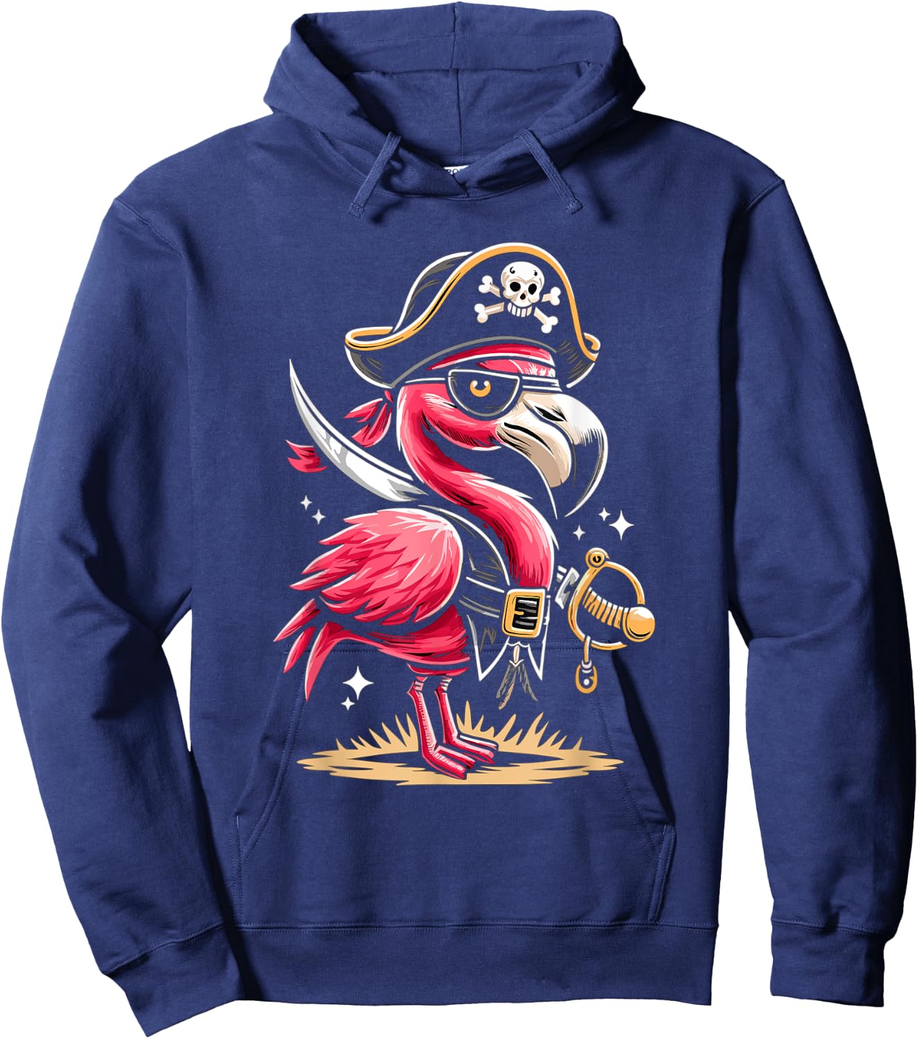 Pirate Flamingo Funny Halloween Party Hoodie - Hoodie | Navy