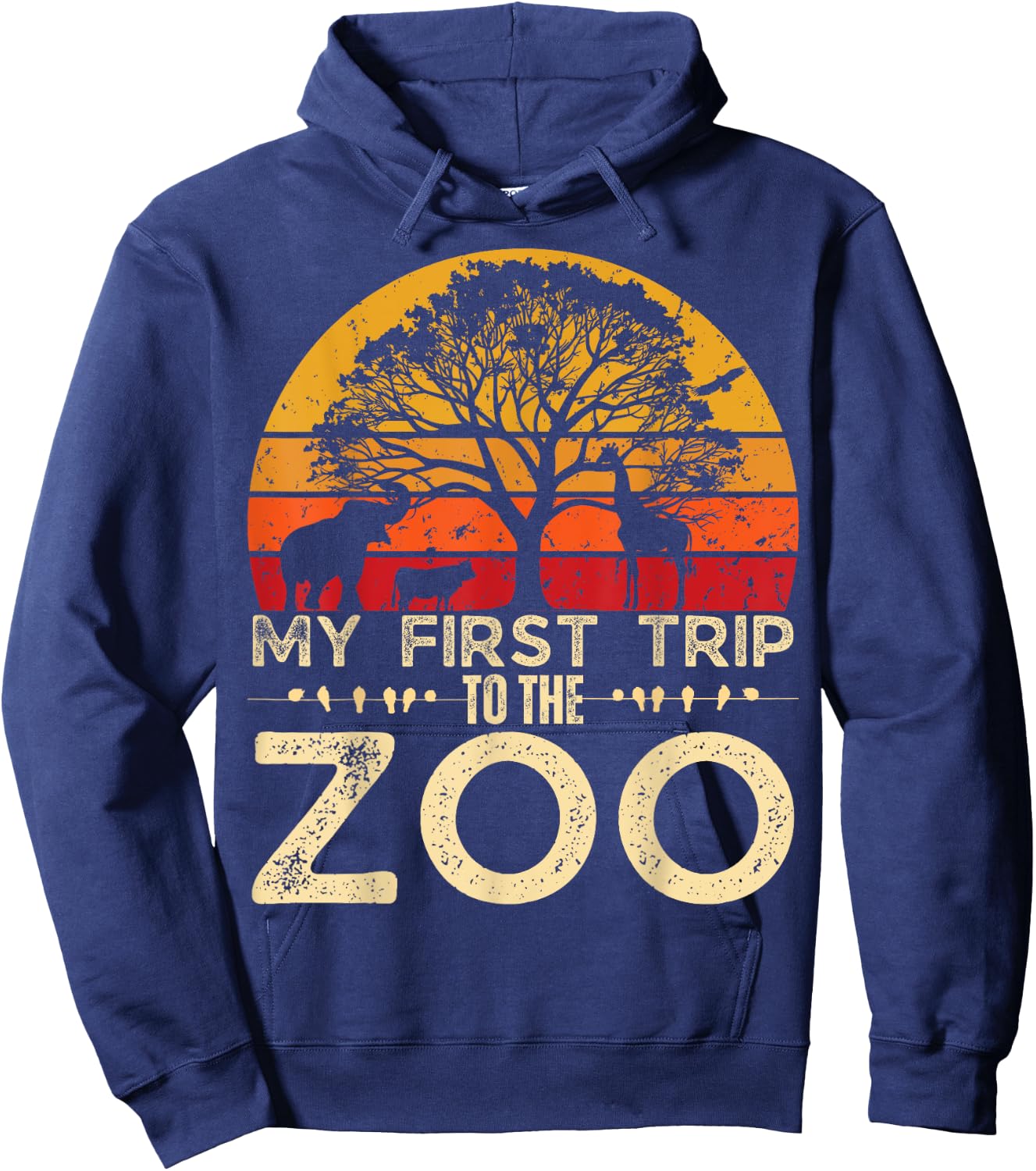 My First Trip Wild and Zoo Safari Jungle Birthday Party Hoodie - Hoodie | Navy