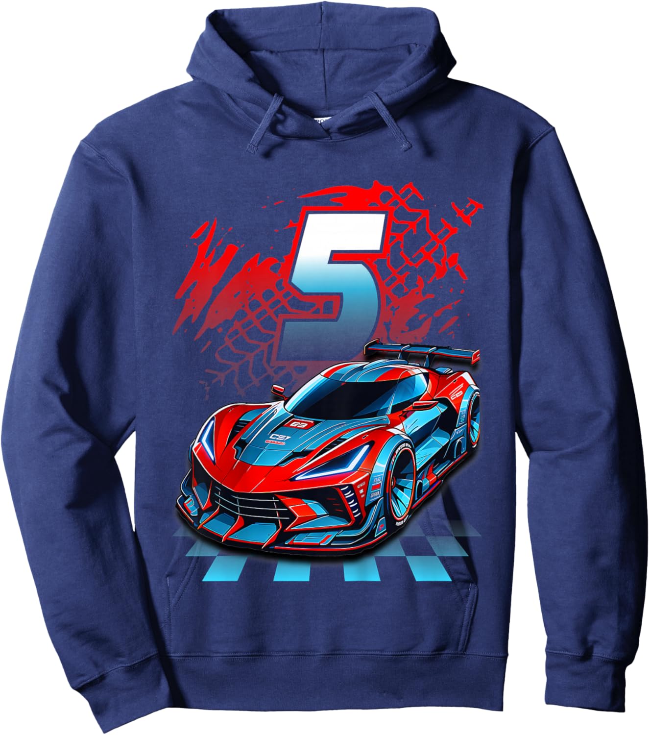 Kids 5 Year Old Race Car 5th Birthday Party Racing Racecar Hoodie - Hoodie | Navy