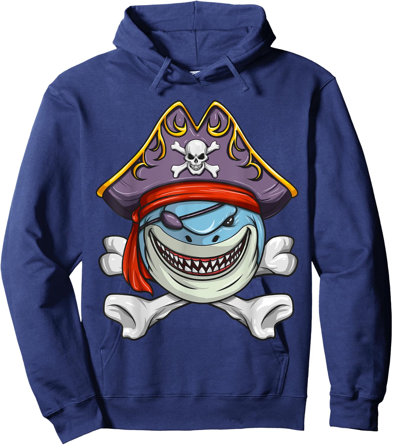 Pirate Shark Funny Cross Bones Halloween Costume Hoodie - Hoodie | Navy