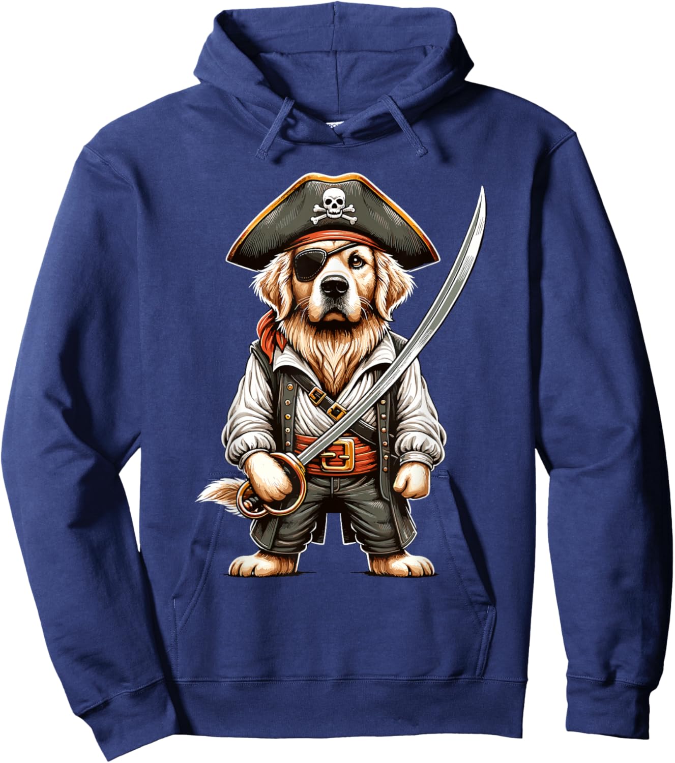 Golden Retriever Pirate Dog Halloween Party Women Kids Hoodie - Hoodie | Navy