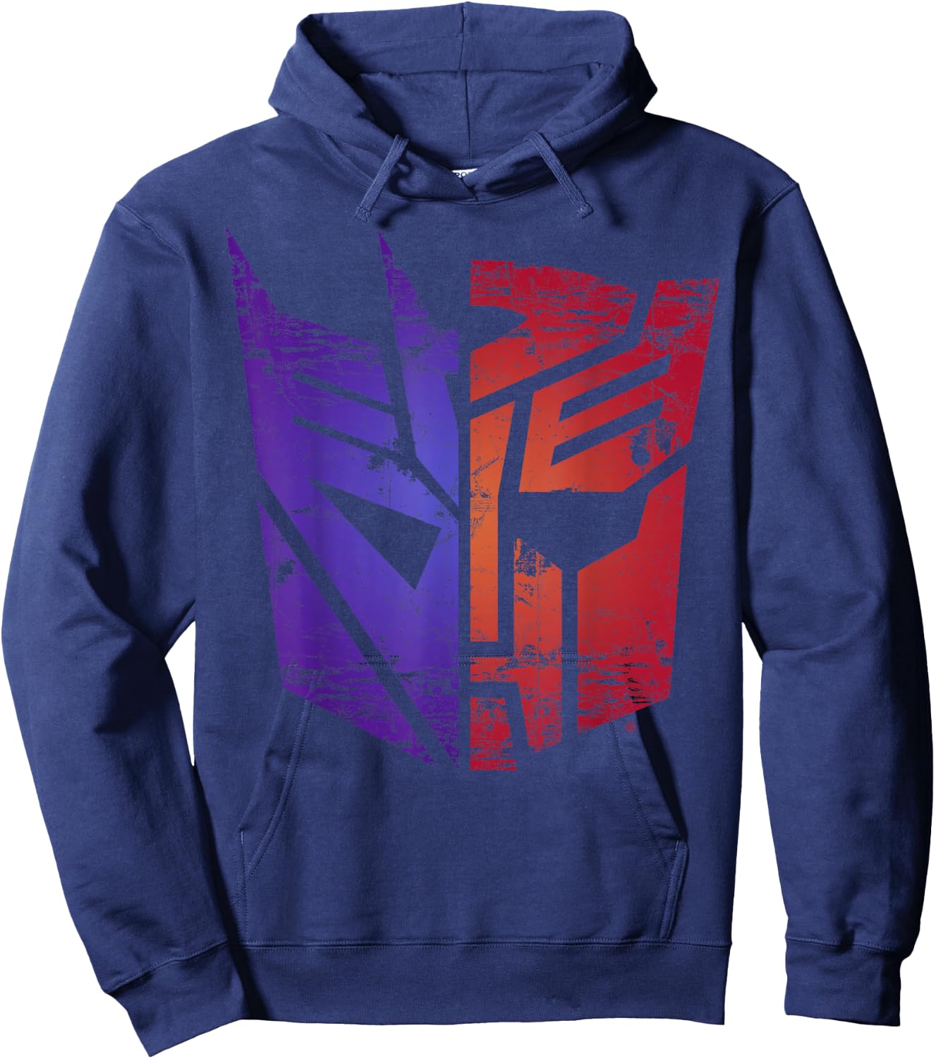 Transformers Decepticon Autobot Distressed Split Logo Hoodie - Hoodie | Navy