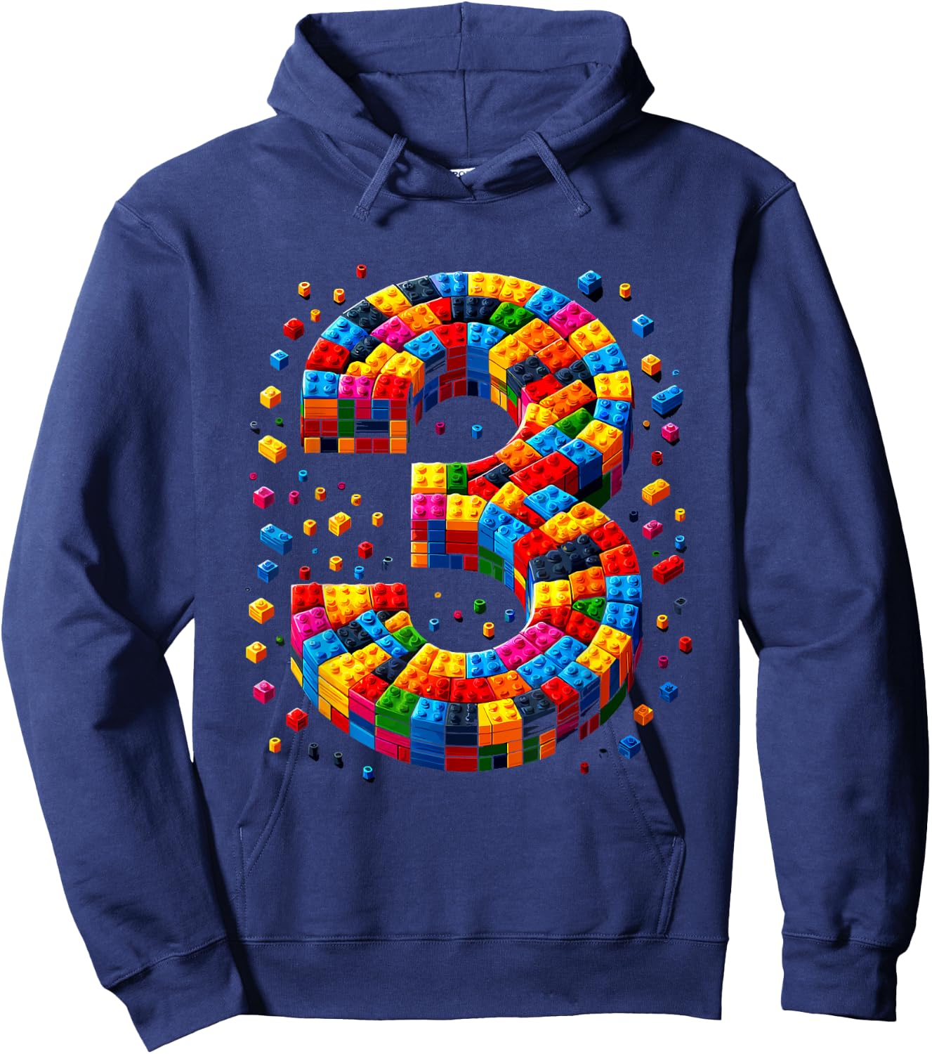 3 Year Old Blocks Building Master Builder 3th Birthday Boy Hoodie - Hoodie | Navy