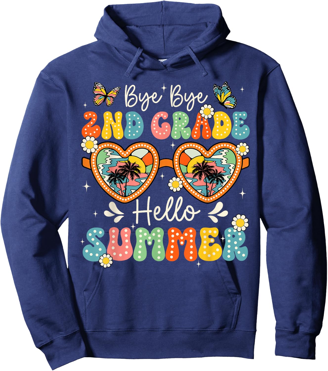 Goodbye 2nd Grade Hello Summer Last Day Of School Boys Kids Hoodie - Hoodie | Navy