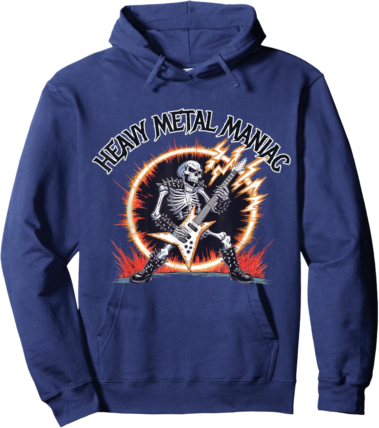 Black Death Rock Heavy Metal Music Goth Designs -Adults & -Kids Heavy Metal Maniac Black Small Short Sleeve Hoodie - Hoodie | Navy