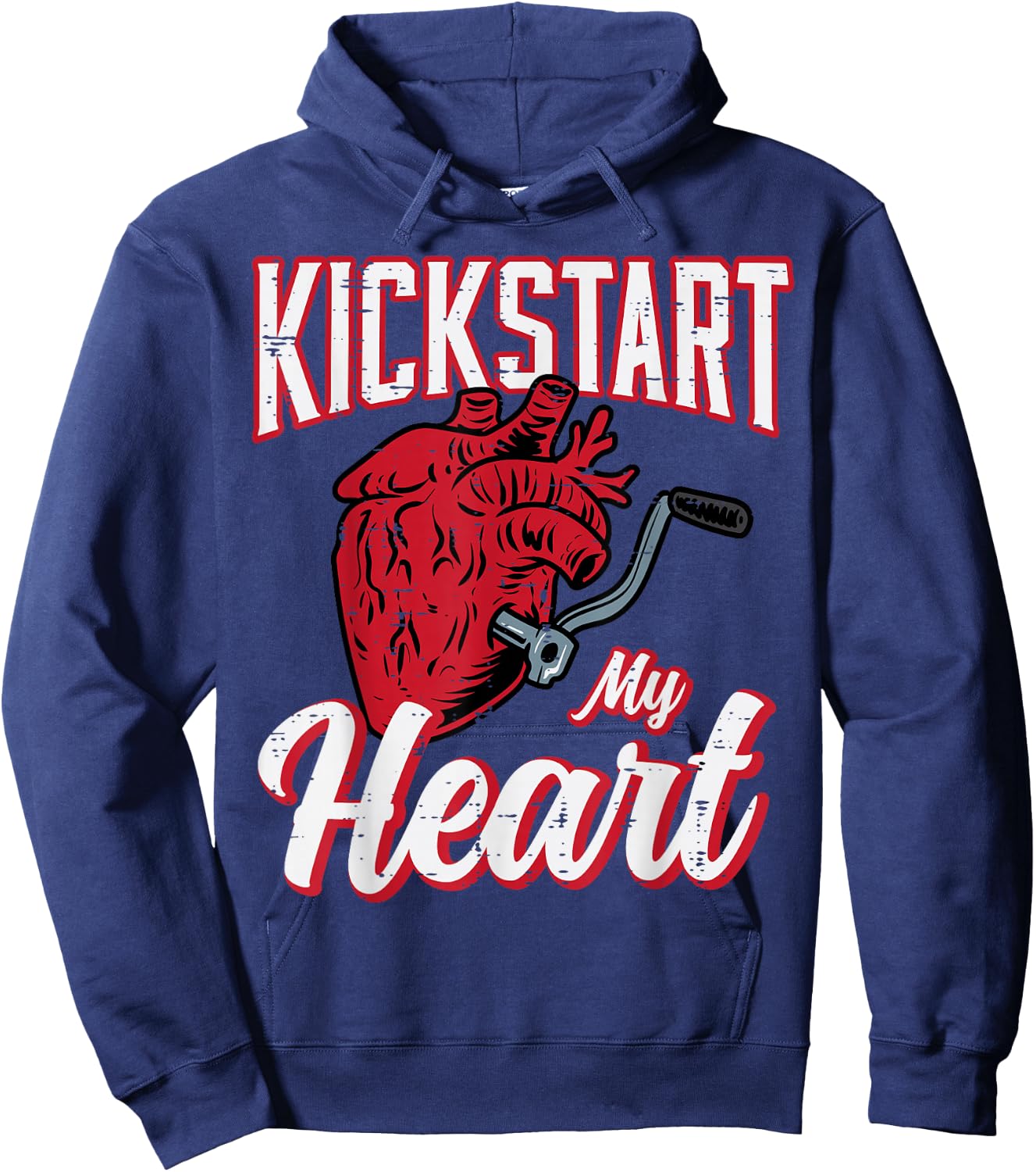 Biker Kickstart My Heart Motorcycle Motorbike Men Women Kids Hoodie - Hoodie | Navy