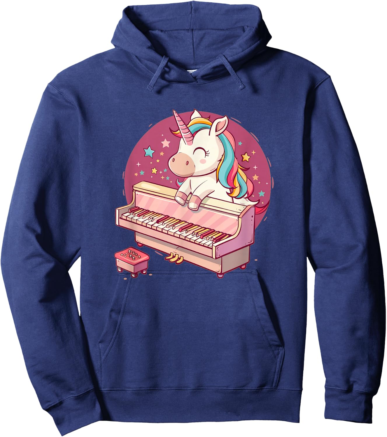 Happy Music Unicorn loves Piano and Music Instruments Hoodie - Hoodie | Navy