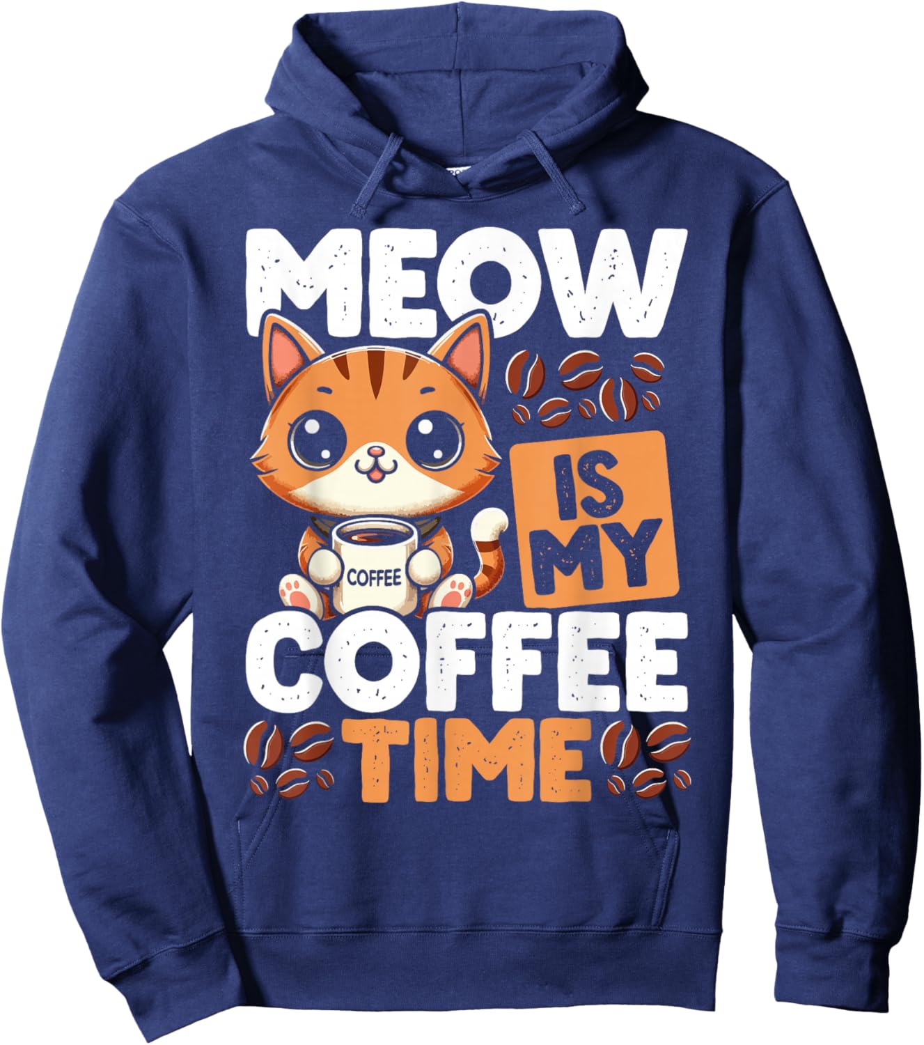 Coffee Cat for Cat Lover Funny Graphic Design Coffee Lover Hoodie - Hoodie | Navy