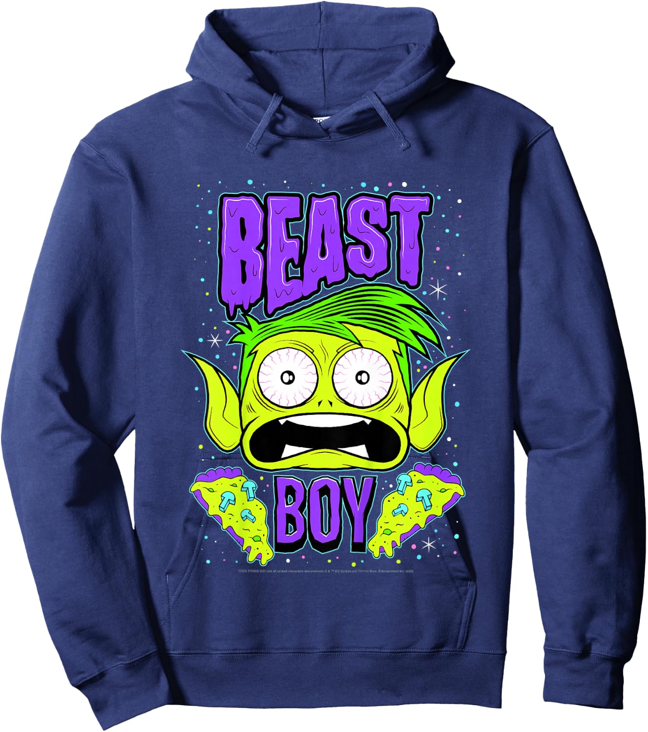 Kids DC Comics Teen Titans Go! Beast Boy Pizza Portrait Hoodie - Hoodie | Navy