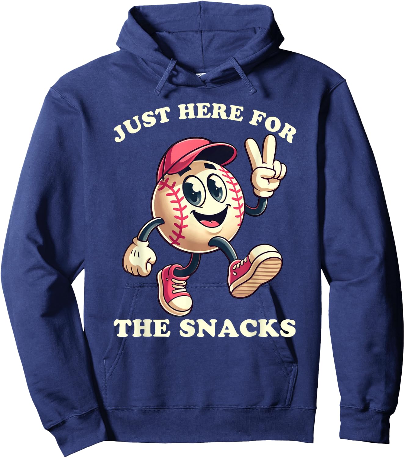 Girls Baseball Just Here for the Snacks Softball Hoodie - Hoodie | Navy