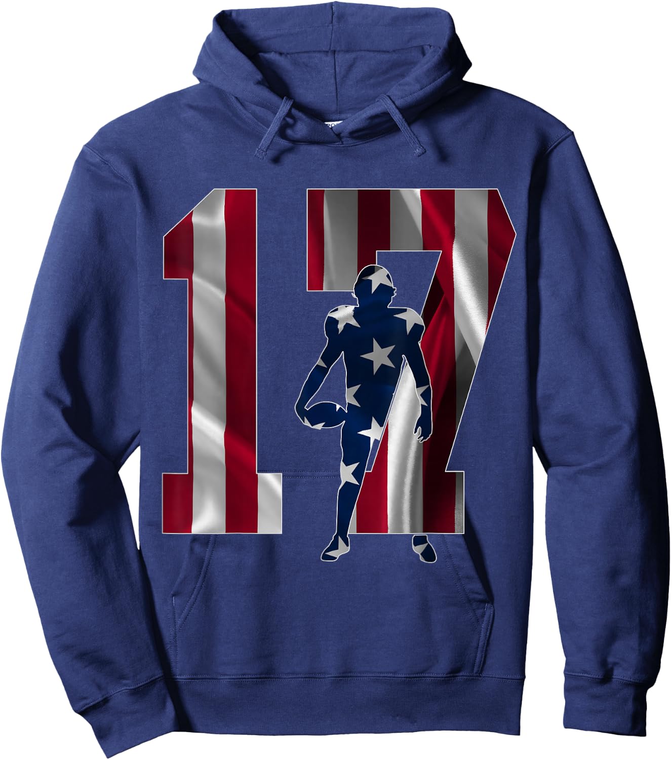 Number 17 Years Football 17th Birthday Hoodie - Hoodie | Navy