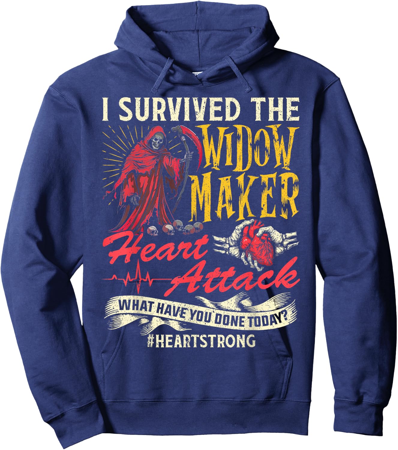 I Survived The Widow Maker Heart Attack Heart Disease Hoodie - Hoodie | Navy
