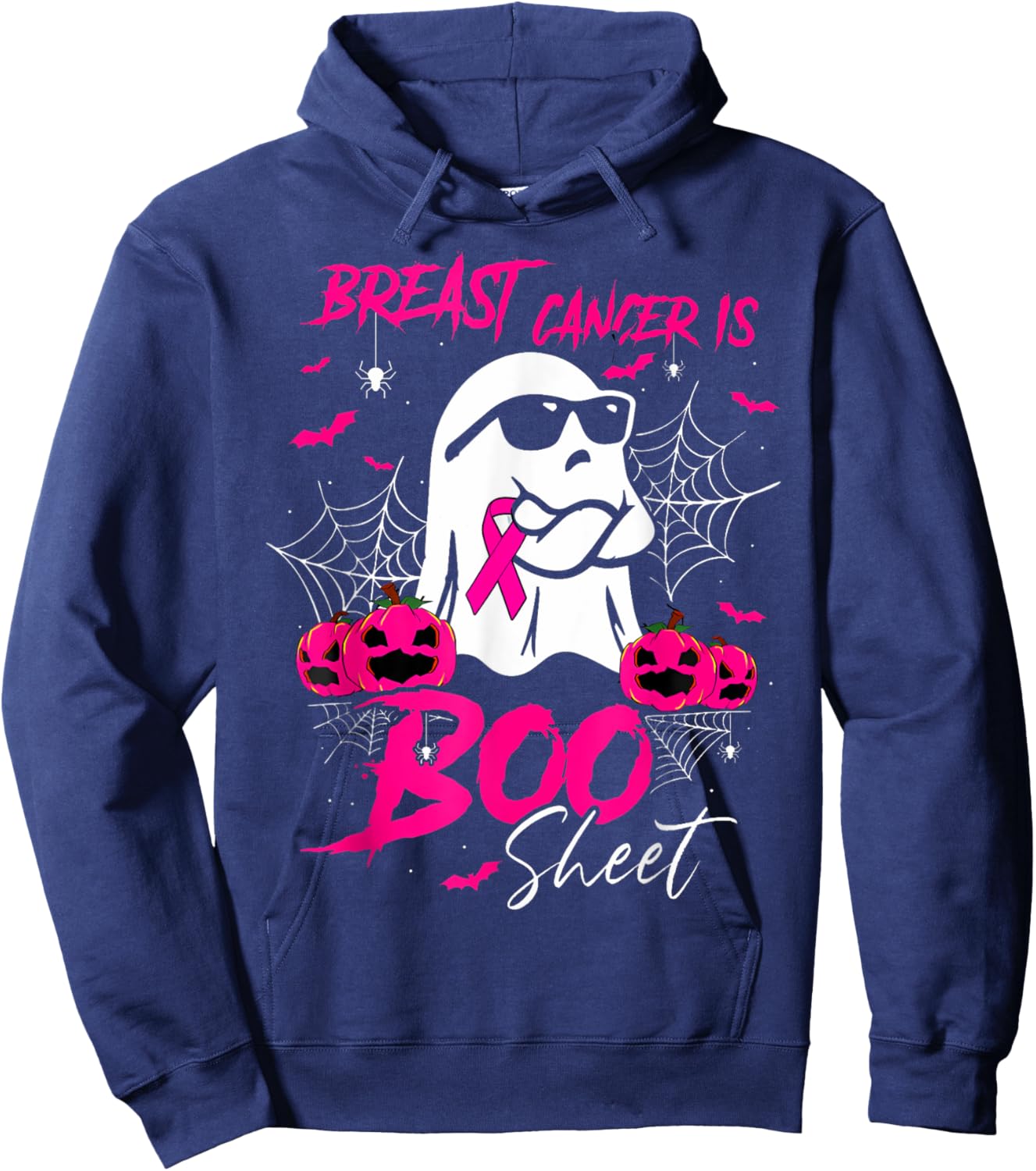 Breast Cancer Is Boo Sheet Breast Cancer Warrior Halloween Hoodie - Hoodie | Navy