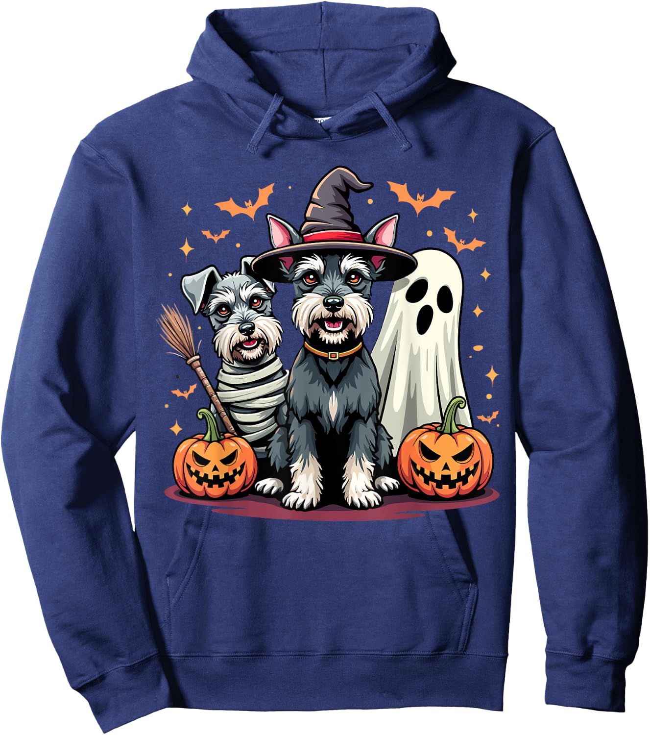 Miniature Schnauzer Halloween Costume Mummy Witch Ghost Dog Hoodie - Hoodie | Navy