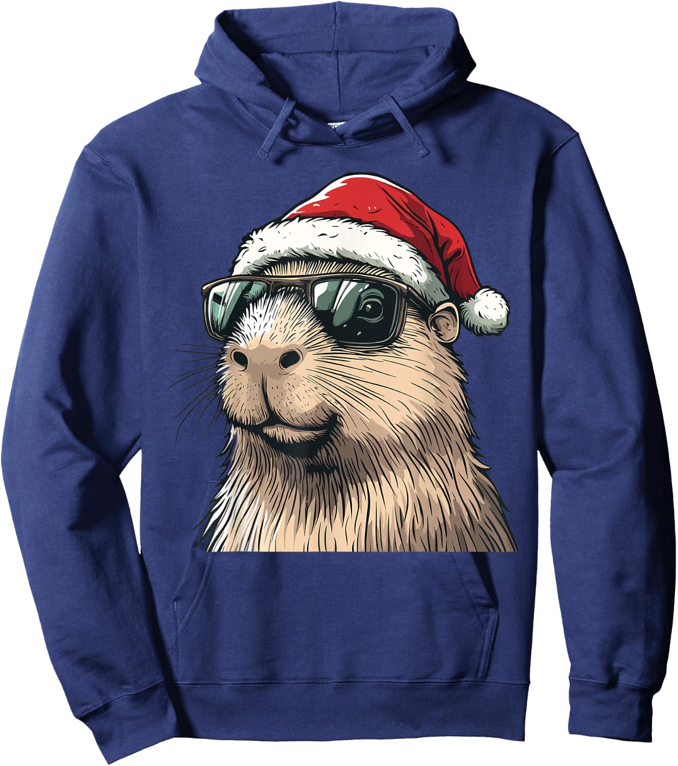 Xmas Capybara Lovers Christmas Pajama Capybara Santa Hat Hoodie - Hoodie | Navy