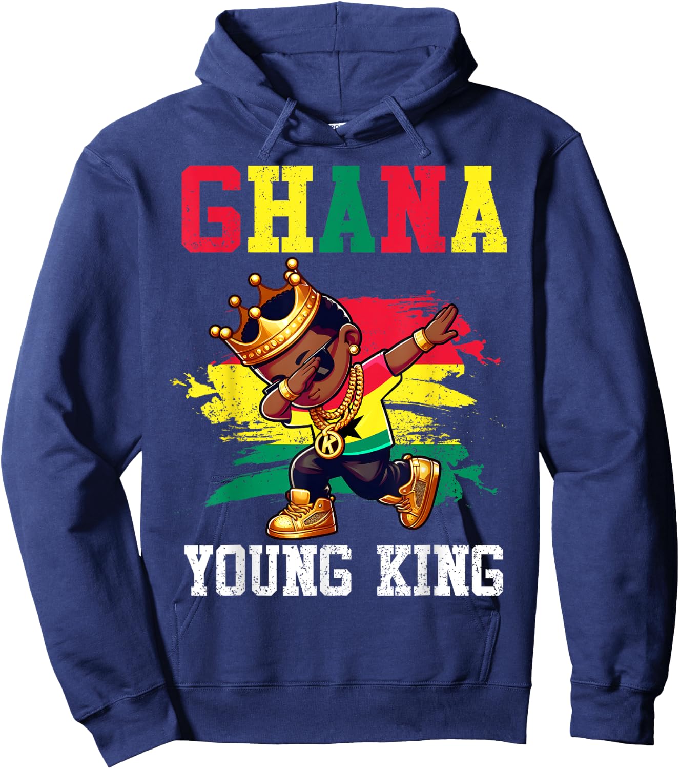 Ghana Young King Ghanaian Boy African Proud Ghanaian Flag Hoodie - Hoodie | Navy