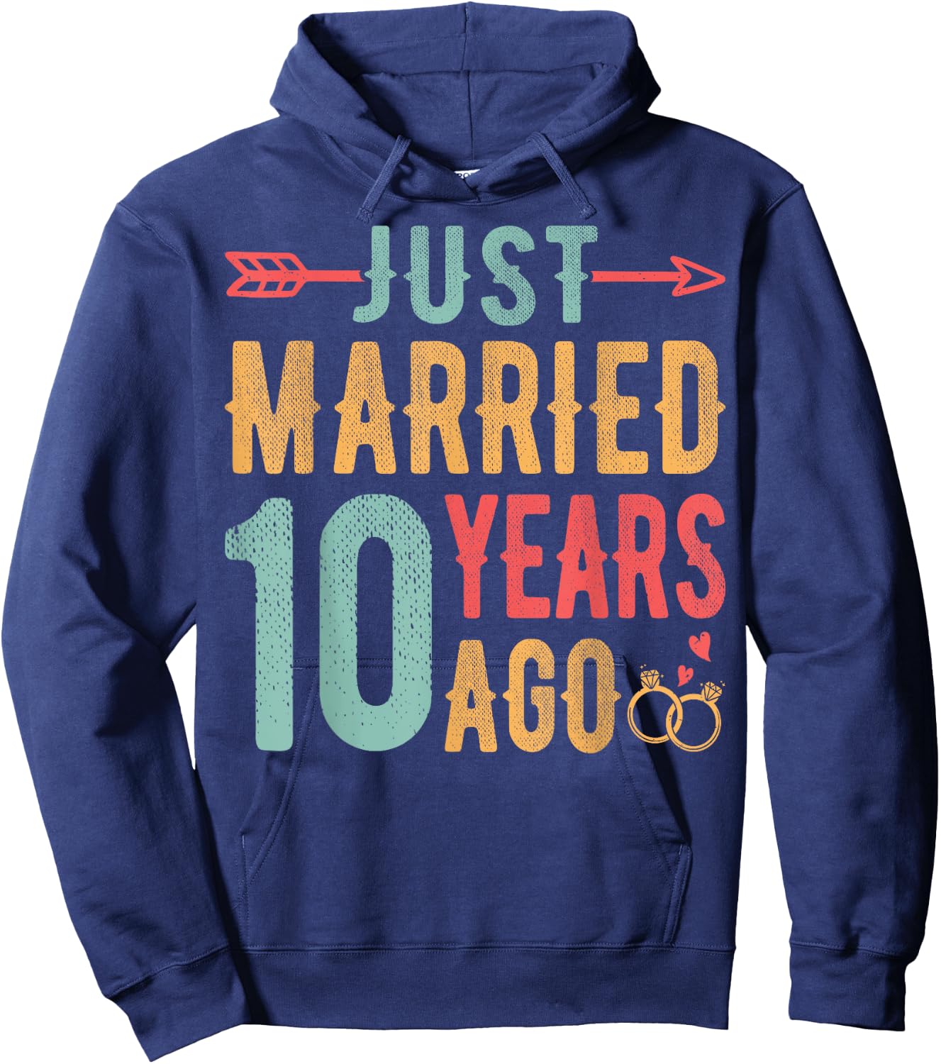 Just Married 10 Years Ago - 10th Wedding Anniversary Couple Hoodie - Hoodie | Navy