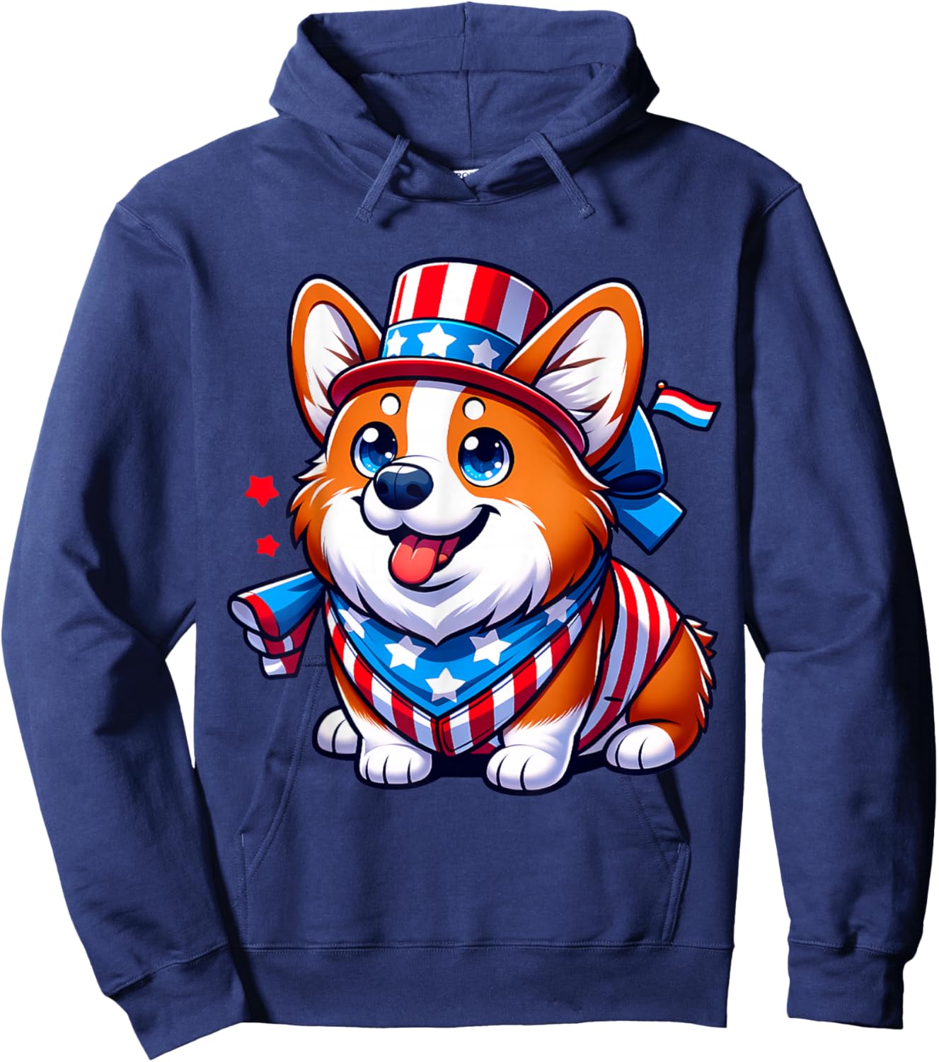 Corgi Happy 4th of July Independence Day Men Women Kids Hoodie - Hoodie | Navy