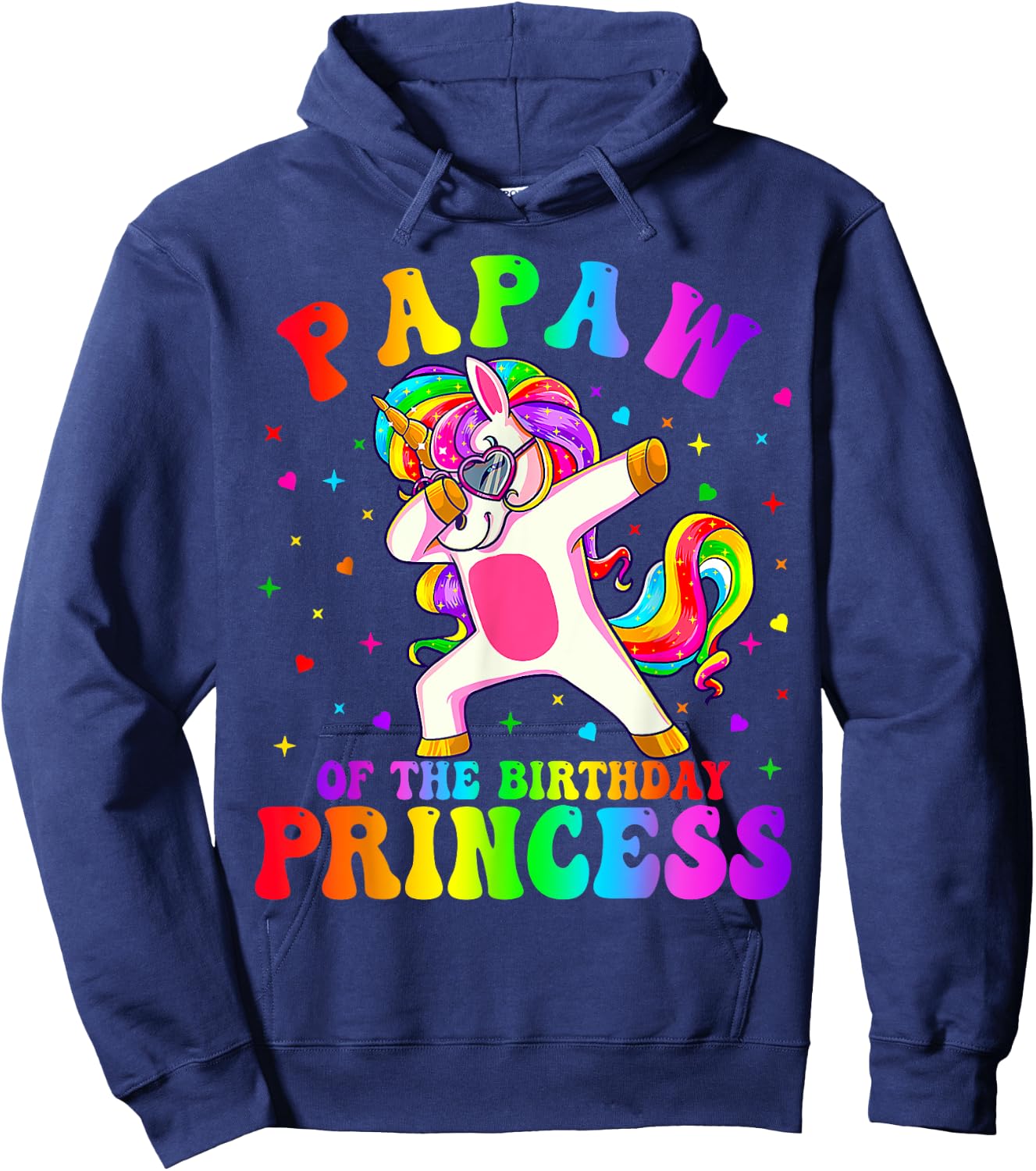 Papaw of the Birthday Princess Girl Dabbing Unicorn Funny Hoodie - Hoodie | Navy