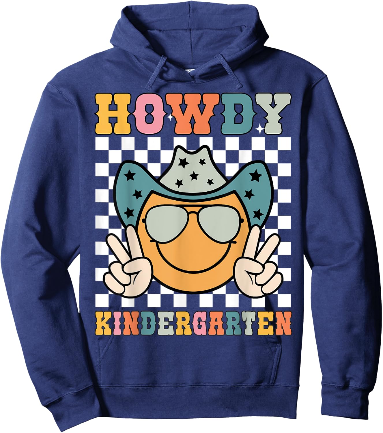 Howdy Kindergarten Teacher Kids Western Back To School Retro Hoodie - Hoodie | Navy