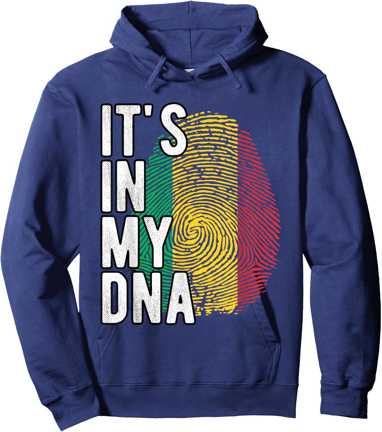 Funny it's in my DNA Mali flag Fingerprint Hoodie - Hoodie | Navy