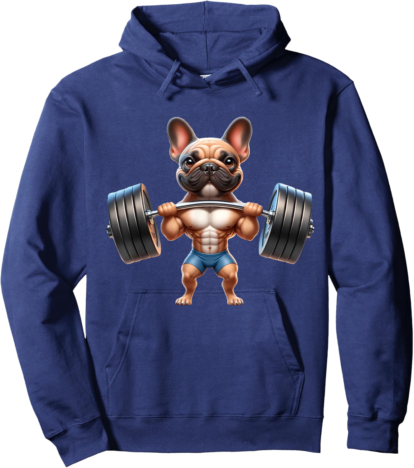 French Bulldog Gym Frenchie Weightlifter Bodybuilding Women Kids Hoodie - Hoodie | Navy