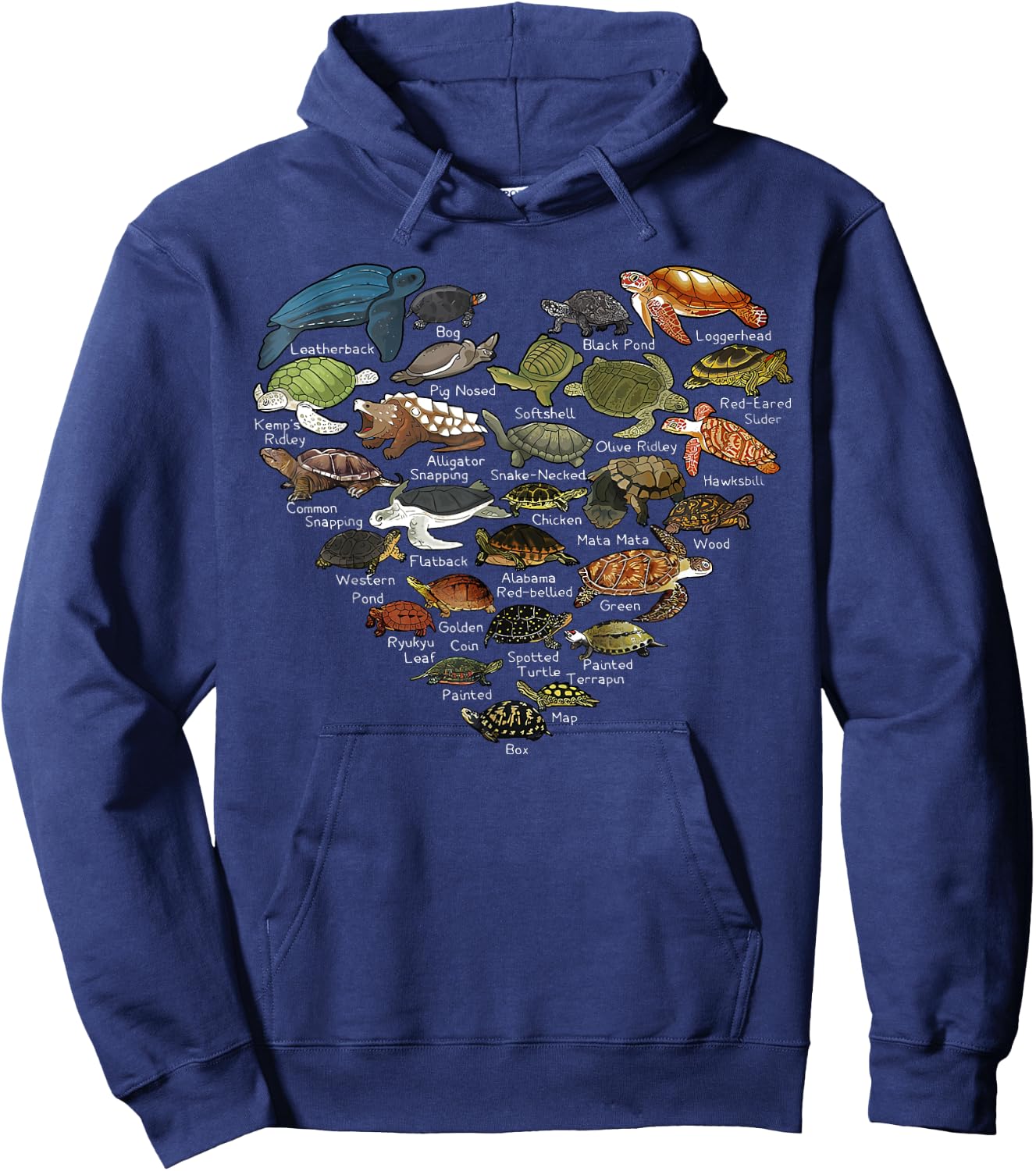 Love Sea Turtles Heart Types Of Turtle Ocean Animals Lover Hoodie - Hoodie | Navy