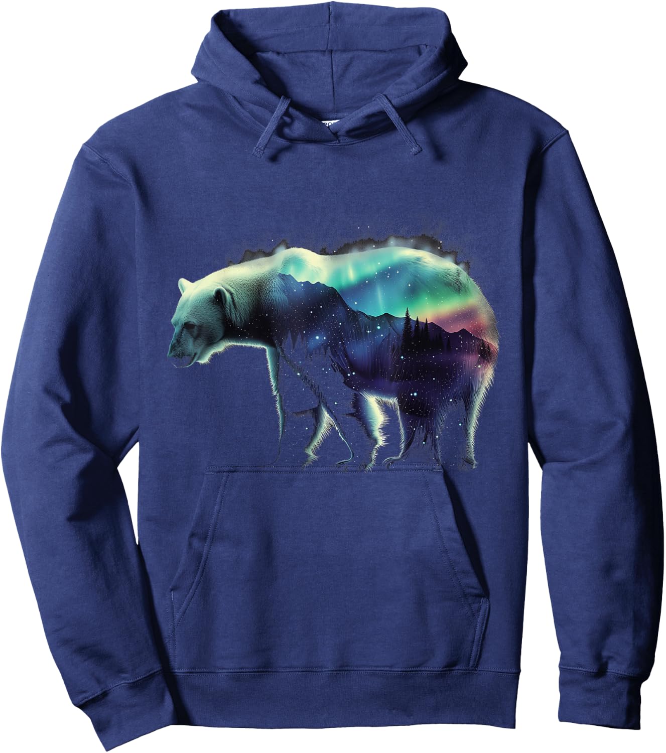 Polar Bear Northern Light Winter Arctic Nature Lover Hoodie - Hoodie | Navy
