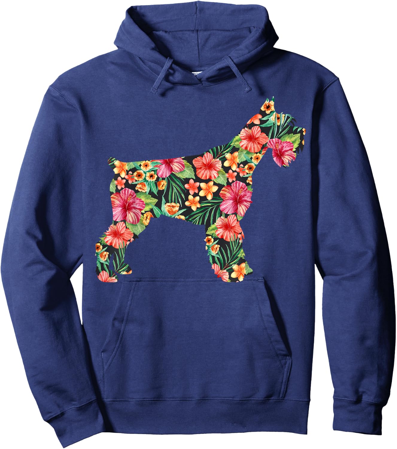Schnauzer Flower Funny Dog Silhouette Floral Gifts Women Hoodie - Hoodie | Navy