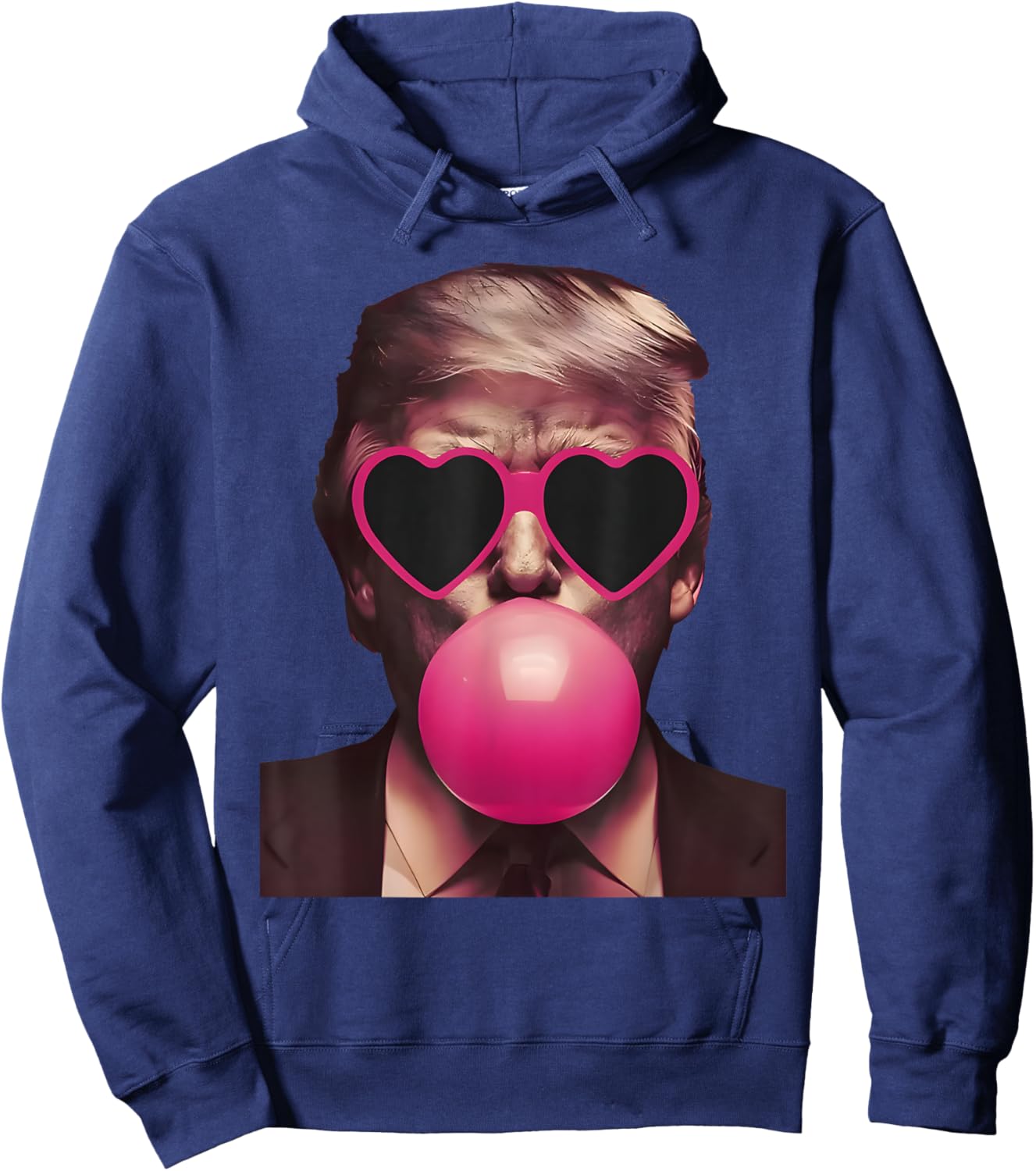 Funny Trump Pink Sunglasses Blowing Bubble Donald Trump 2024 Hoodie - Hoodie | Navy