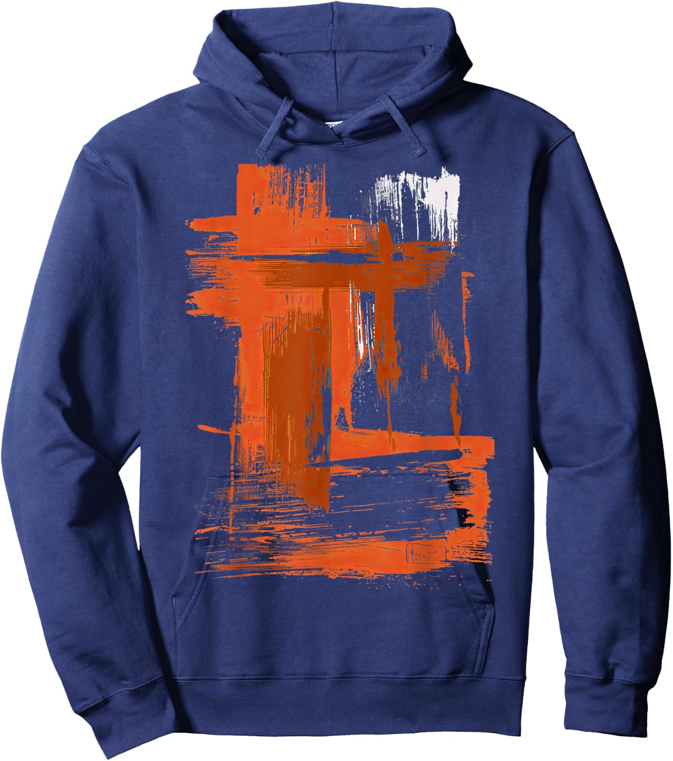 Orange And Black Brushstroke Art Hoodie - Hoodie | Navy