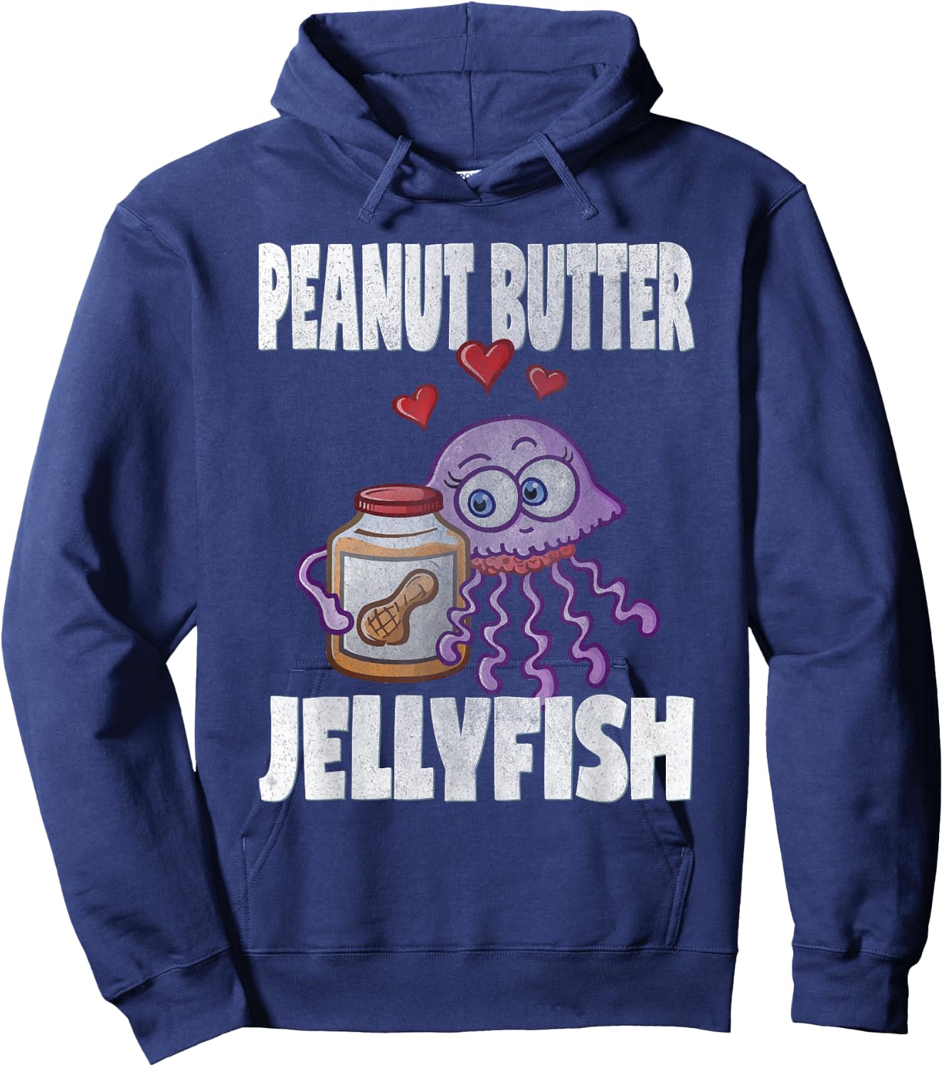 Cute Valentines Day T Shirts Kids Peanut Butter & Jellyfish Hoodie - Hoodie | Navy