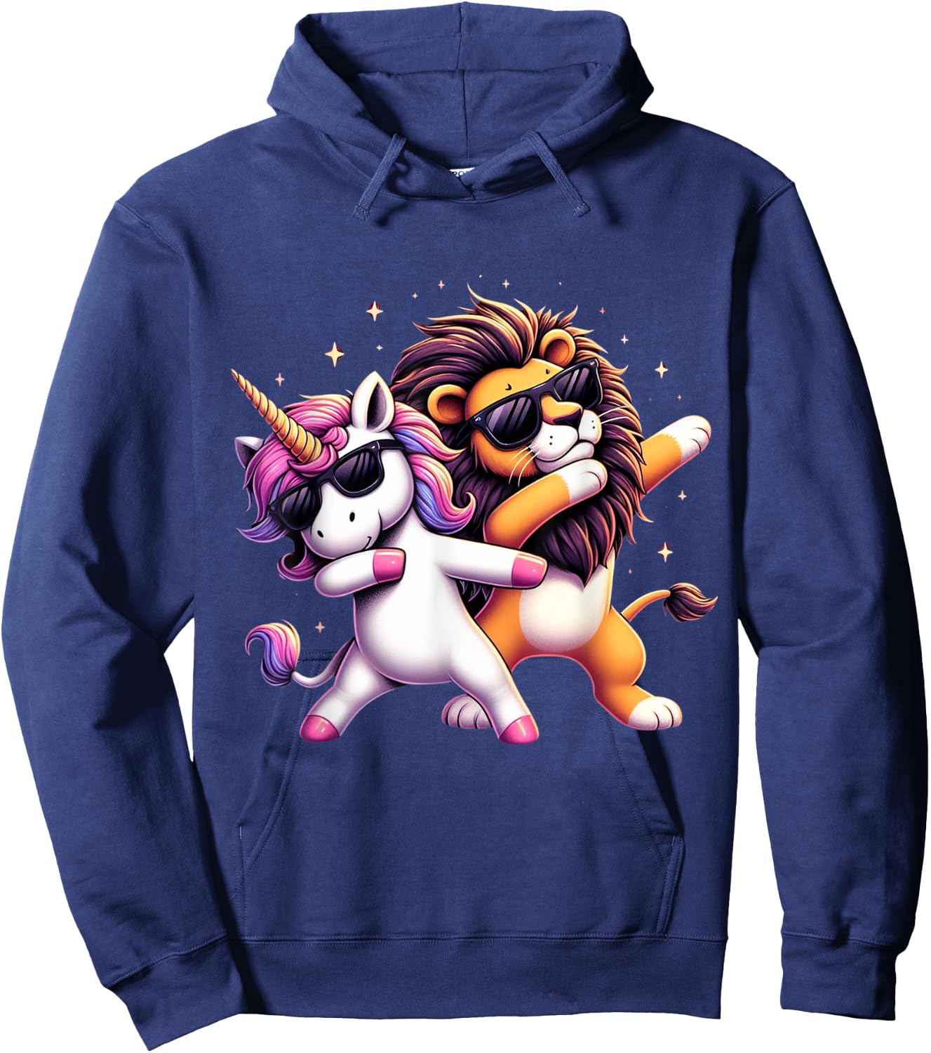Dabbing Unicorn And Lion Boys Girls Men Women Kids Adults Hoodie - Hoodie | Navy