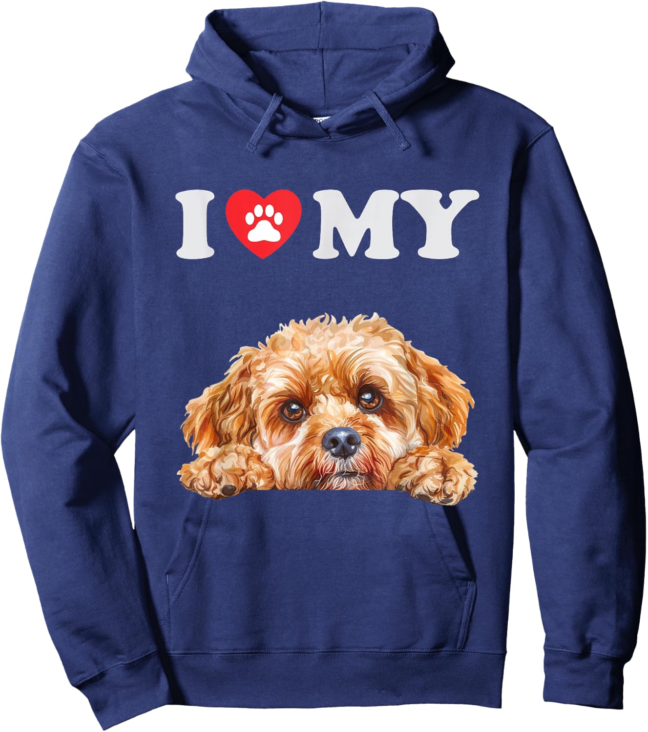 Cavapoo I Heart My Dog Funny Dog Lover Men Women Girls Kids Hoodie - Hoodie | Navy
