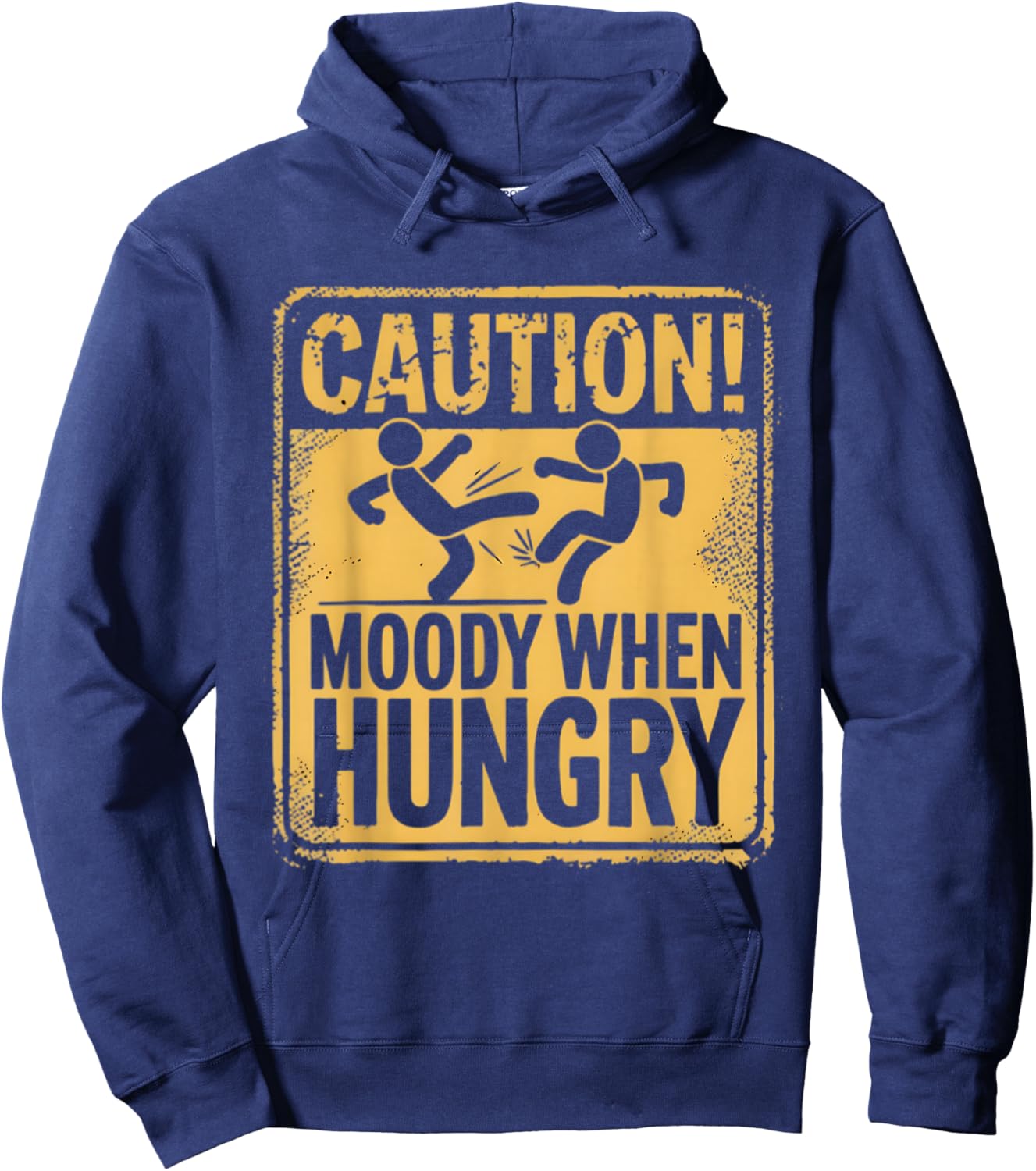 Caution Moody When Hungry Funny Sarcastic Food Graphic Hoodie - Hoodie | Navy