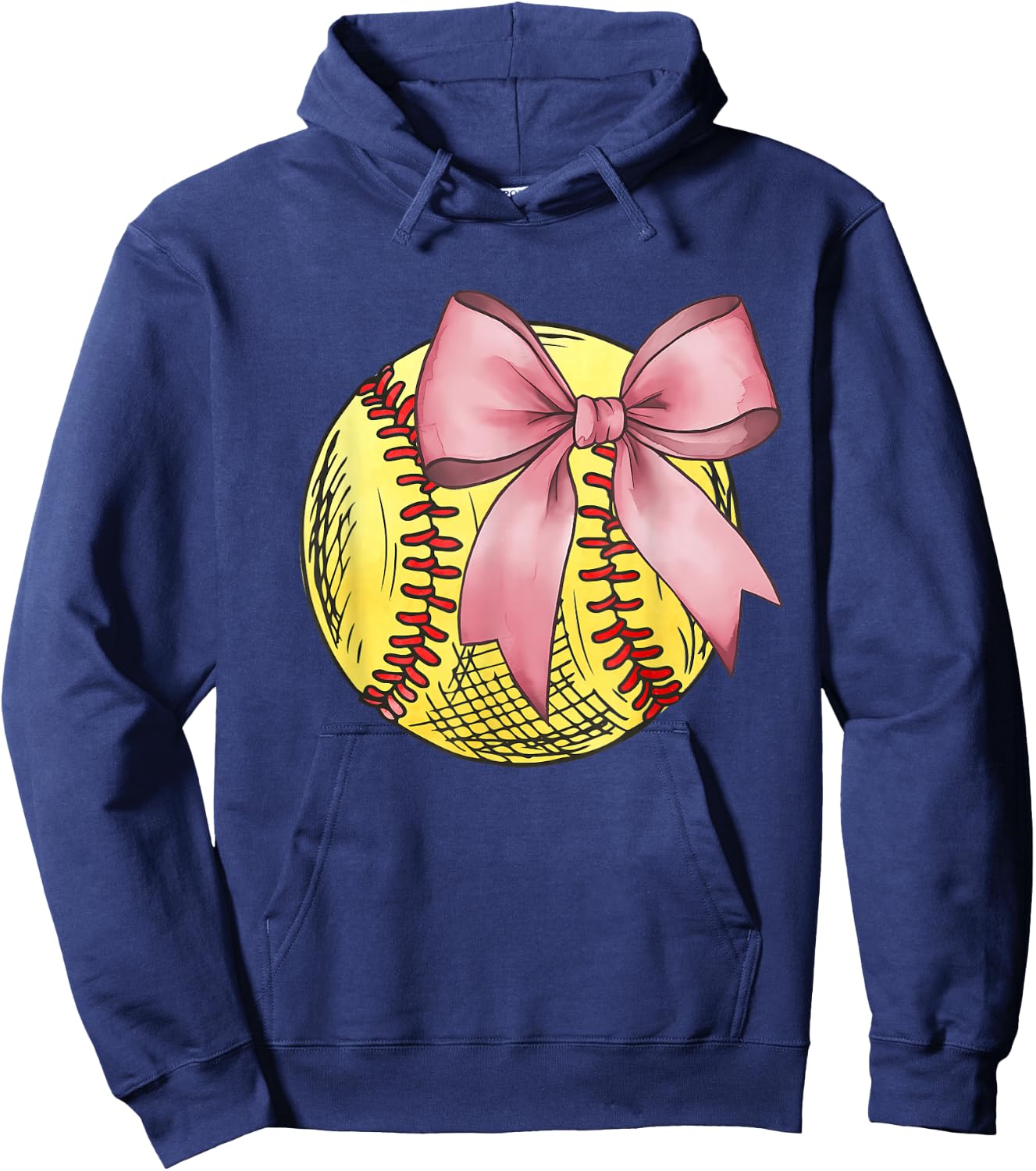 Vintage Softball Coquette Bow Cute Softball Mom Girls Kids Hoodie - Hoodie | Navy