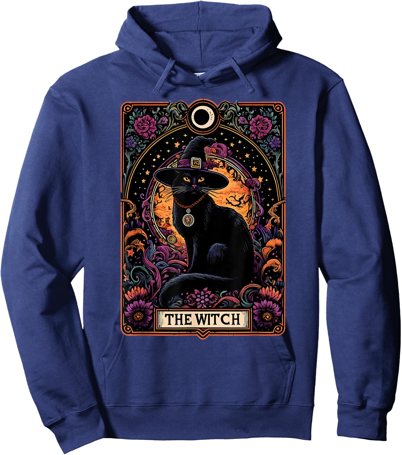 The Witch Cat Tarot Card Halloween Vintage Gothic Women Kids Hoodie - Hoodie | Navy
