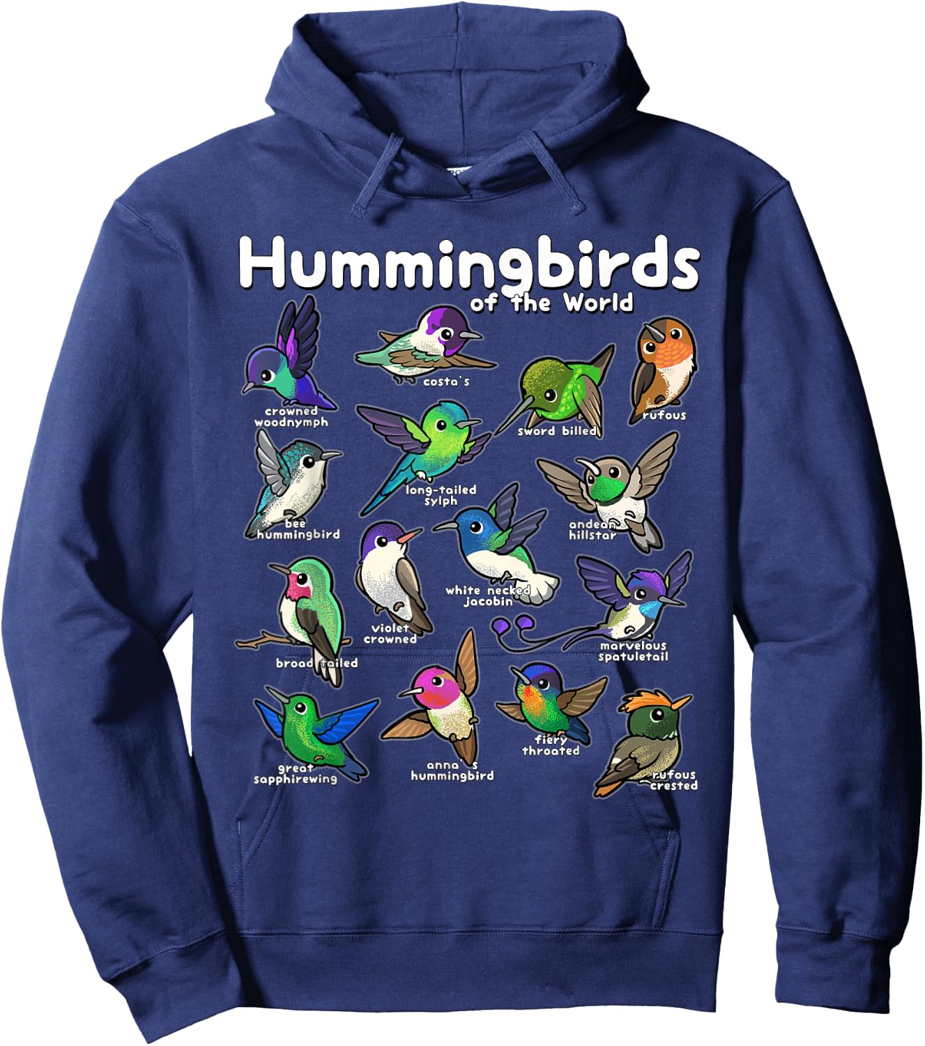 Hummingbird Lovers shirt Cute Hummingbirds of the World Bird Hoodie - Hoodie | Navy