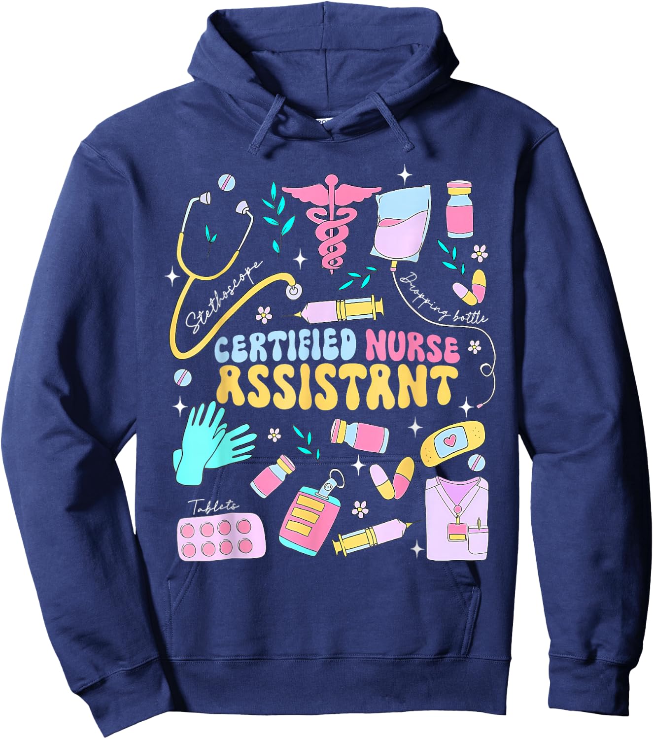 CNA Certified Nursing Assistant Funny Nurse CNA Life , Small, Black Hoodie - Hoodie | Navy