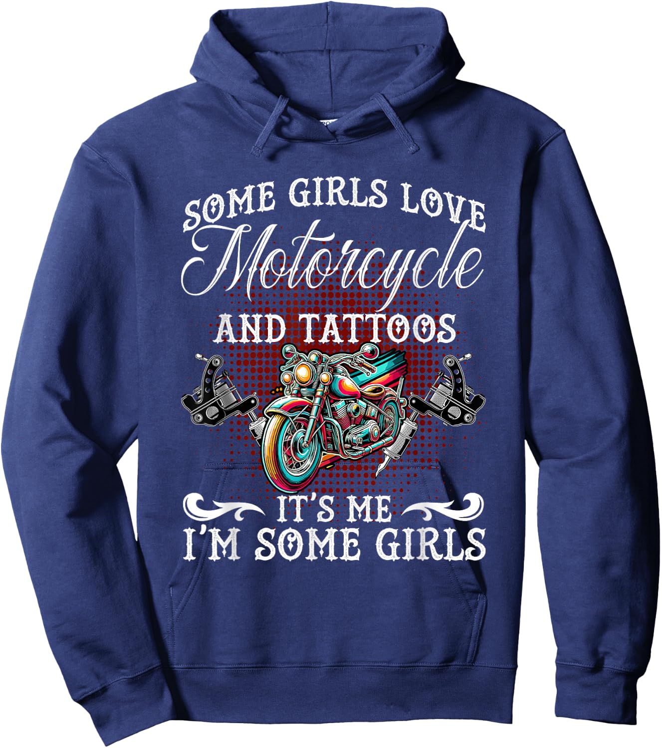 Motorcycle And Tattoos Inked Tattooed Women Ink Tattoo Lady Hoodie - Hoodie | Navy