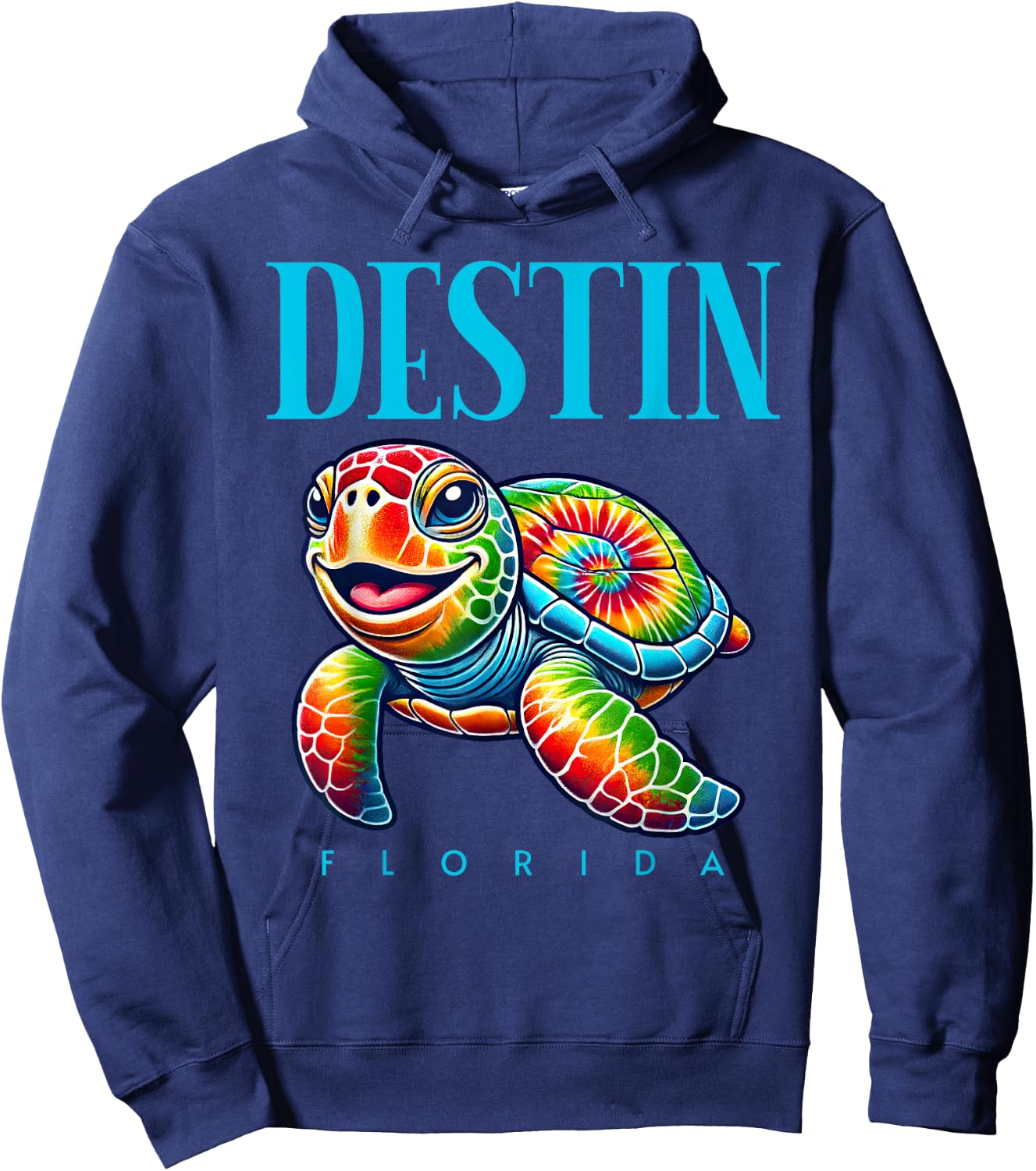 Destin Florida Smiling Tie Dye Sea Turtle Hoodie - Hoodie | Navy