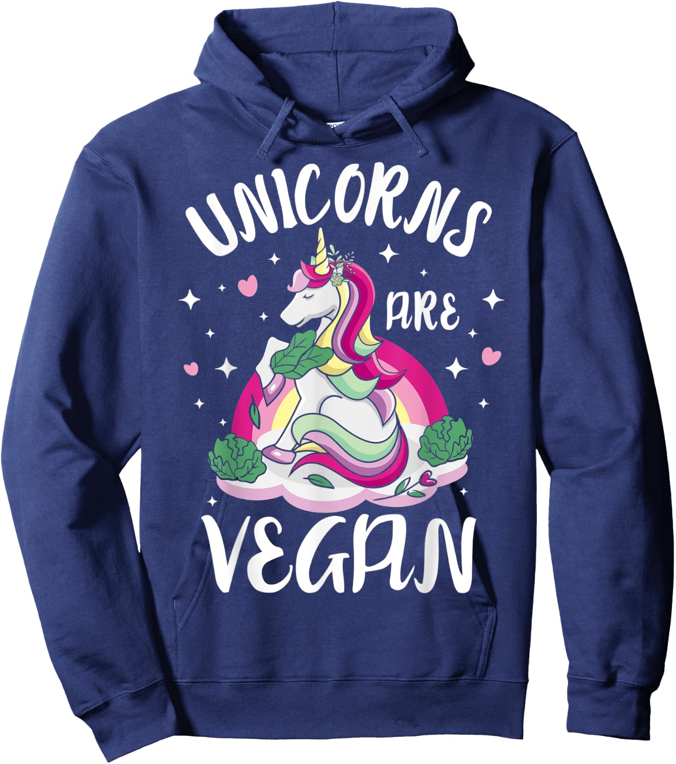 Kawaii Unicorns Are Vegan Vegetarian Design & Women Hoodie - Hoodie | Navy